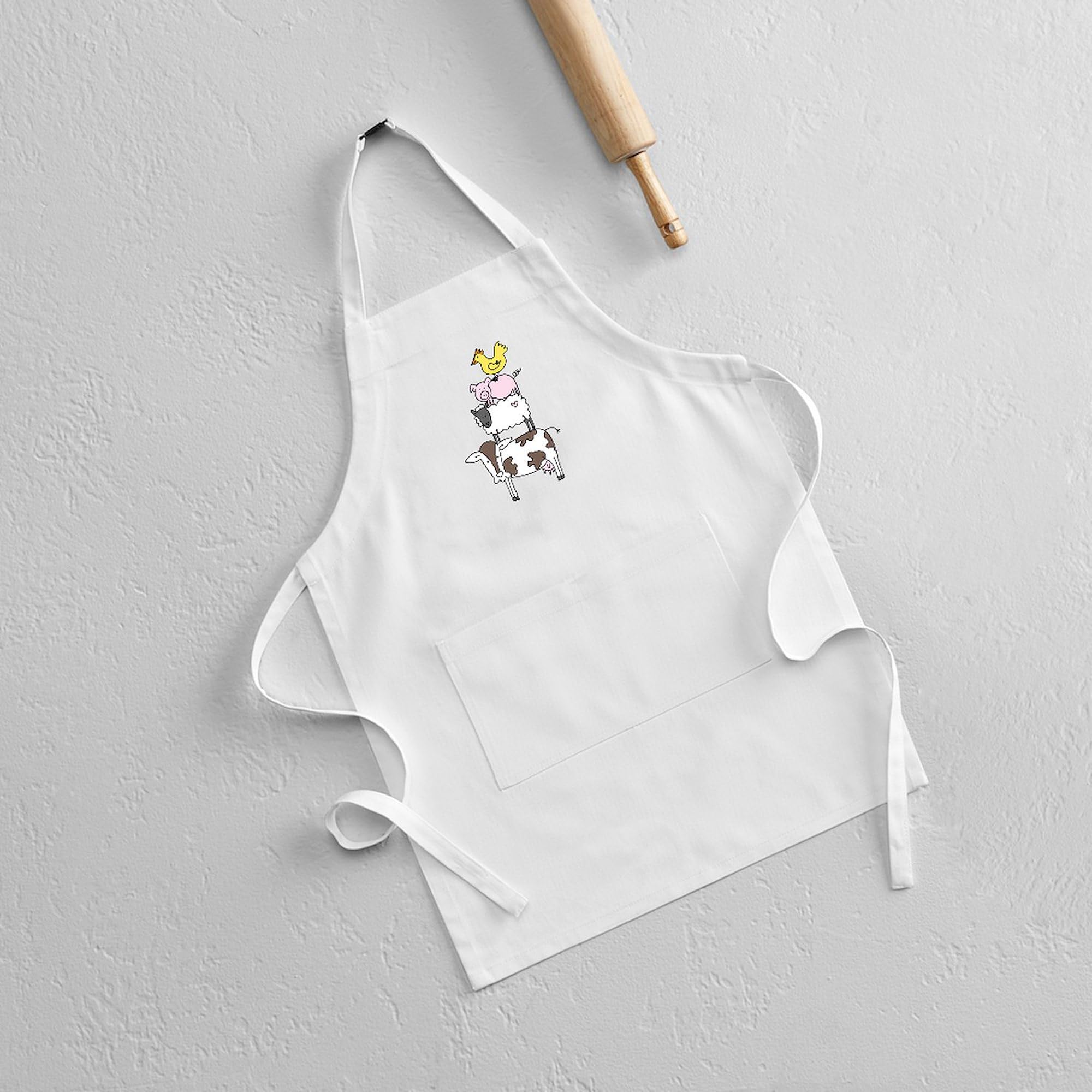 Farm Animal Pyramid Kids Baking Apron - Fun & Durable Cotton Apron for Cooking, Baking & Arts - Perfect for Little Chefs & DIY Crafters