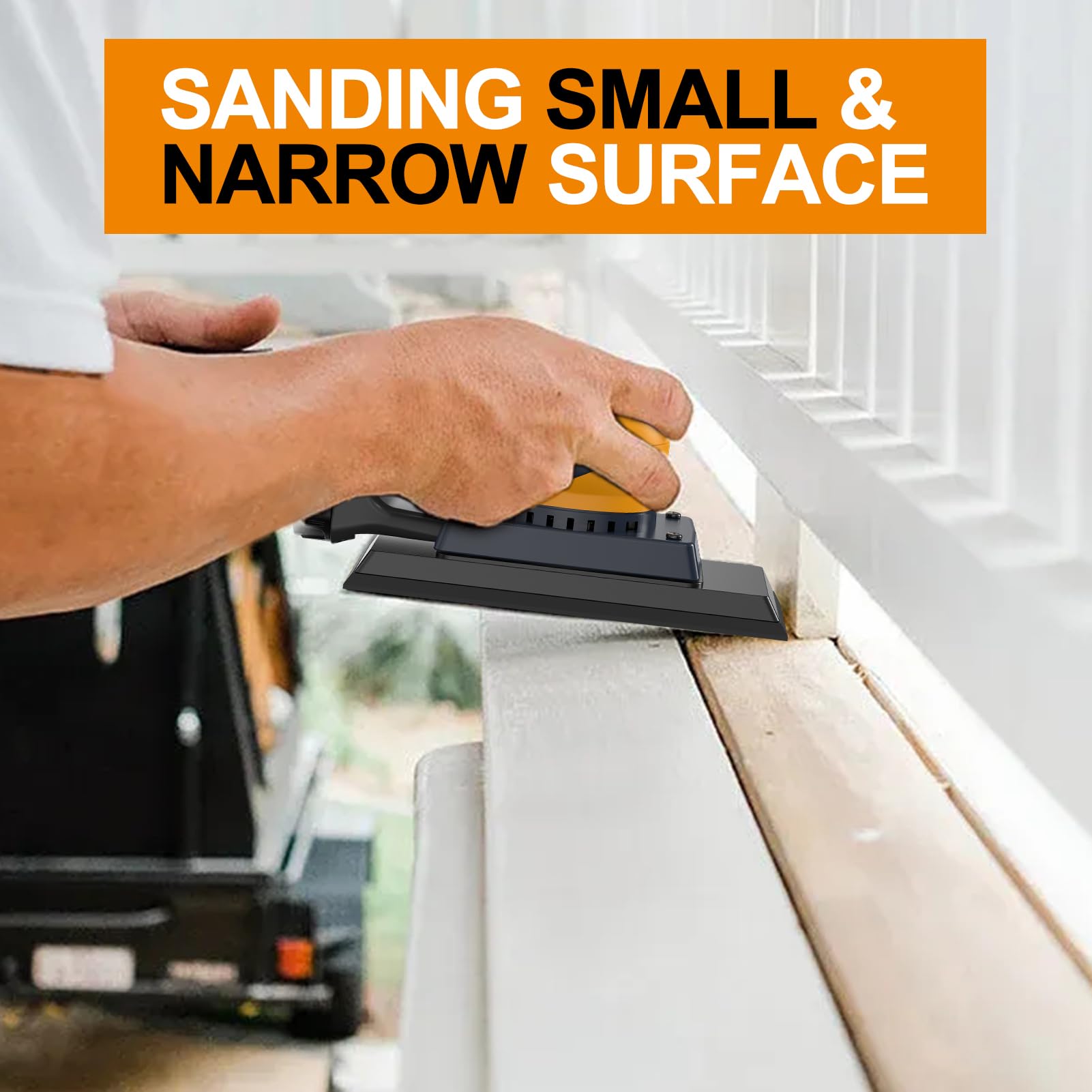 MAXXT 350W Brushless Sheet Orbital Finishing Sander - 4,000-10,000 RPM Low Vibration Electric Palm Sander for Woodworking, Furniture Refinishing, DIY Projects & Tight Space Sanding | Perfect for Cabinets, Floors & Auto Body Polishing