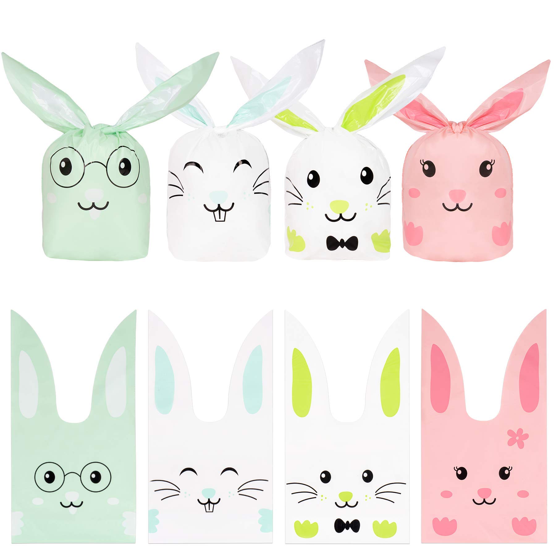 72PCS Easter Goodie Bags for Kids - Bunny Themed Party Favors for Candy, Cookies, Toys & Snacks - Perfect for Easter Egg Hunts, Classroom Treats & Holiday Celebrations