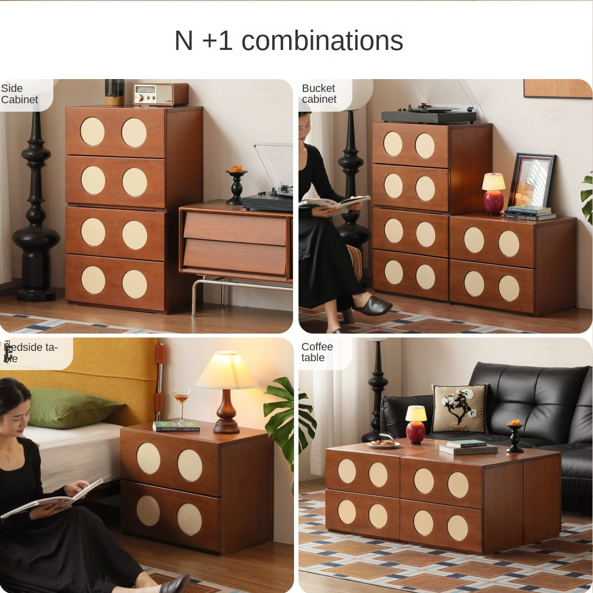 Solid Poplar Wood Modular TV Stand - Rustic Ancient Style Entertainment Center for Living Room, Home Theater & Media Storage