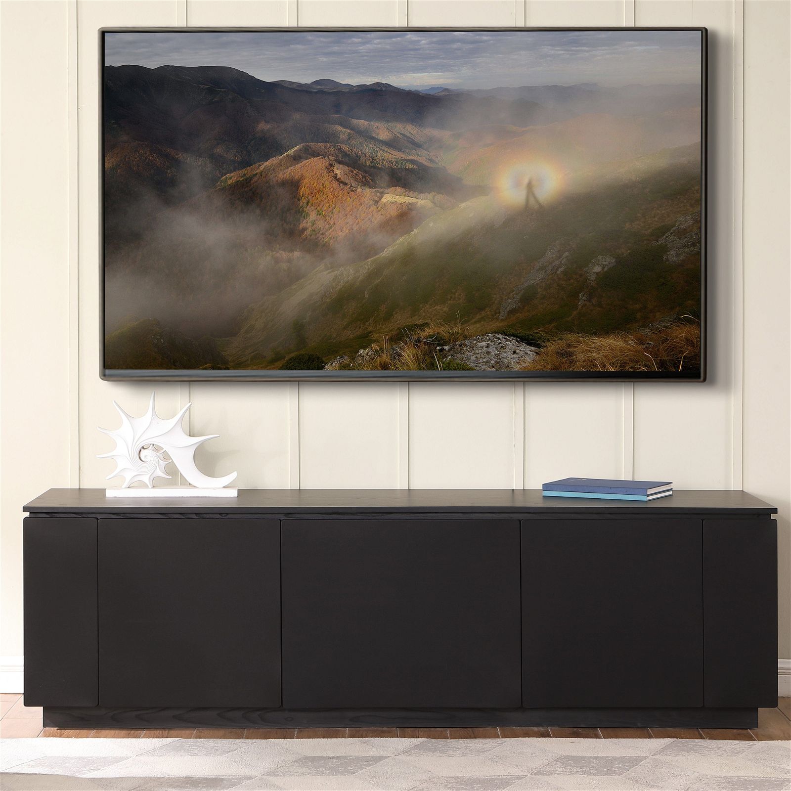 Tauris Broadway 2250BLK TV Stand Entertainment Center - Modern TV Console for Living Room, Bedroom & Home Theater