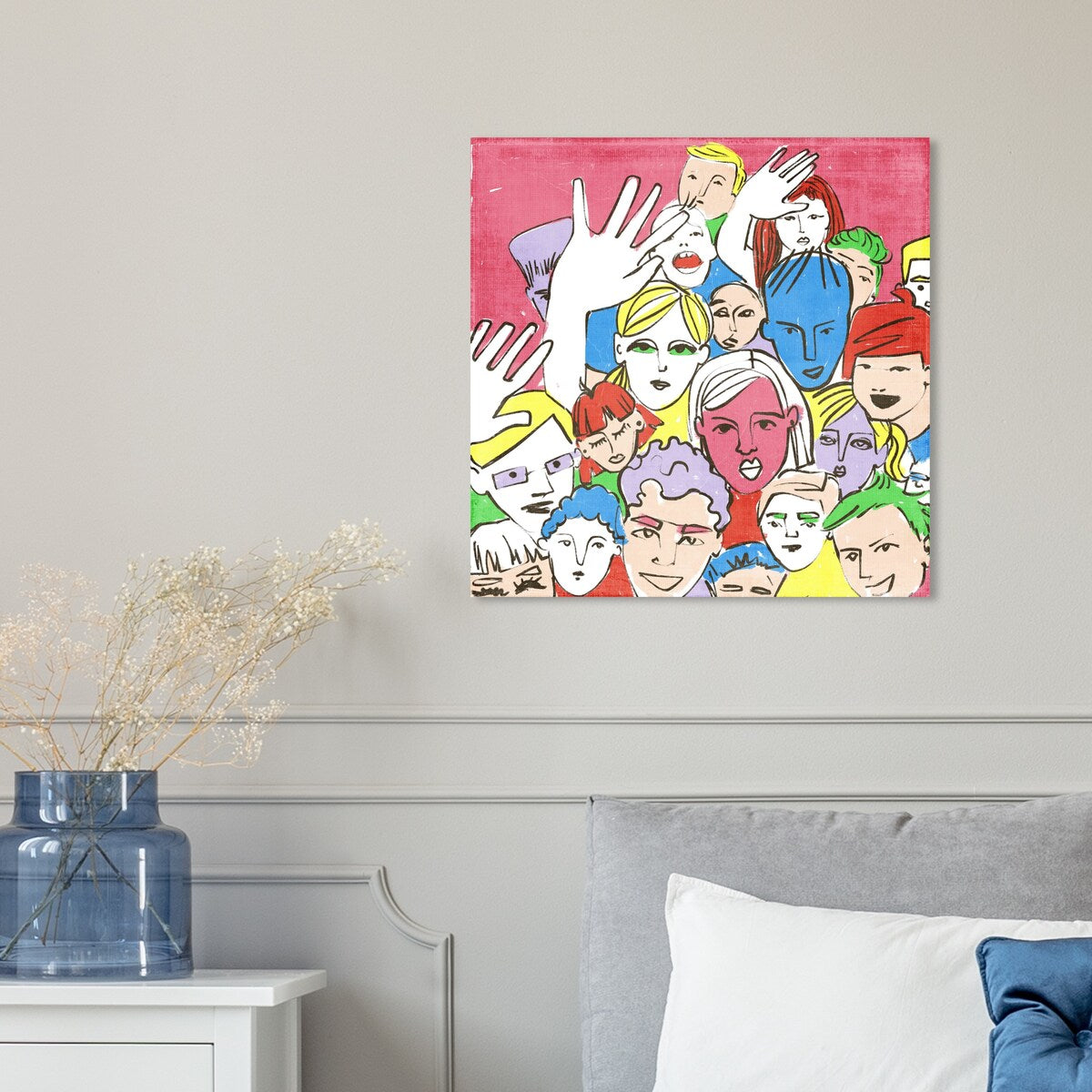 Modern Pink Canvas Wall Art Print - Concert Theme Decor for Living Room, Bedroom & Office | Music Lover Gift, Home Aesthetic