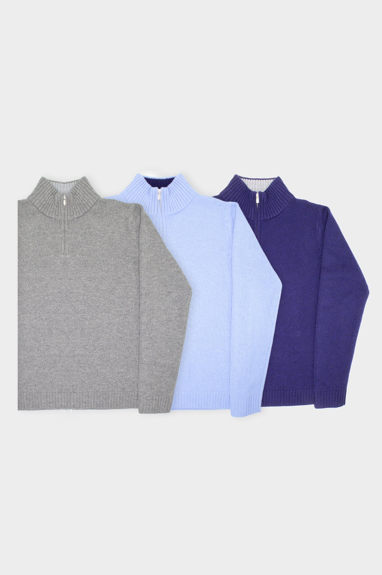 Premium Merino Wool Men's Quarter Zip Sweater - Soft & Breathable Navy/Grey Pullover for Outdoor Hiking & Casual Winter Wear