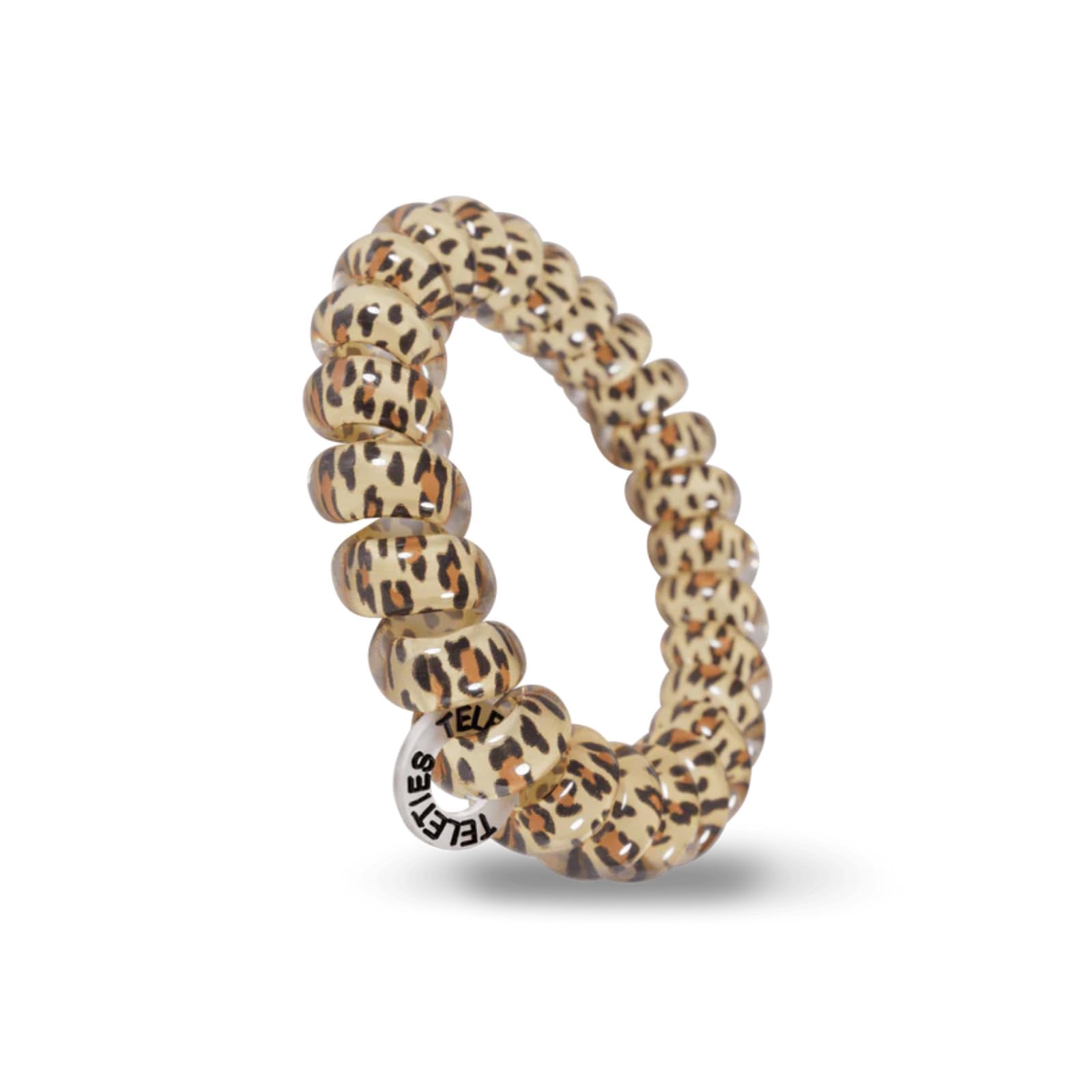 TELETIES Spiral Hair Coils for Women - No Slip Ponytail Holders, Phone Cord Hair Ties (3 Pack, Large, Leopard Print) - Strong Grip, Water Resistant, No Crease Hair Accessories for Workout, Yoga, Running & Daily Use