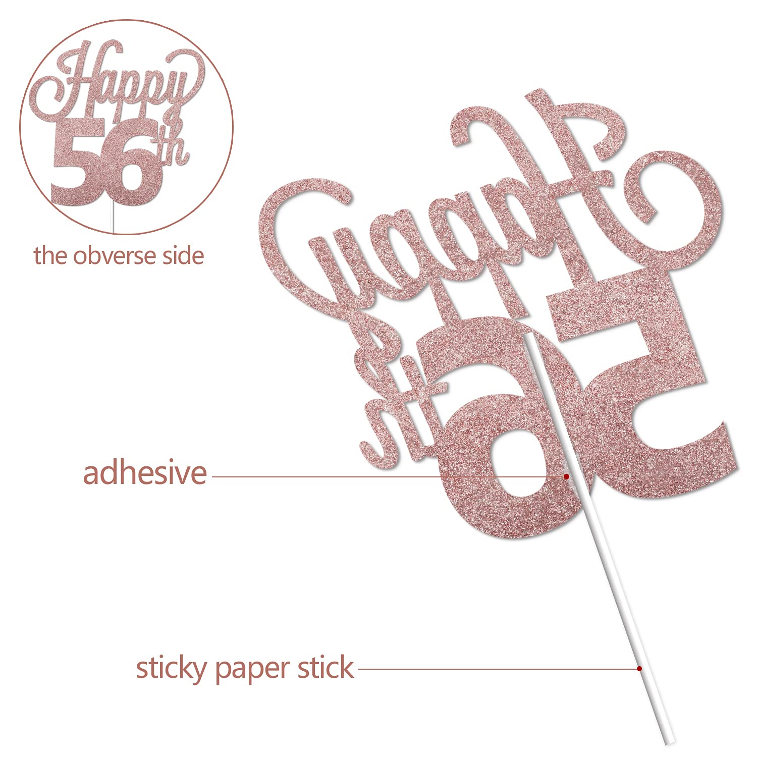 LINGTEER 56th Birthday Cake Topper - Cheers to 56 Years Old Party Decorations | Elegant Cake Centerpiece for Birthday Celebrations, Anniversaries & Retirement Parties