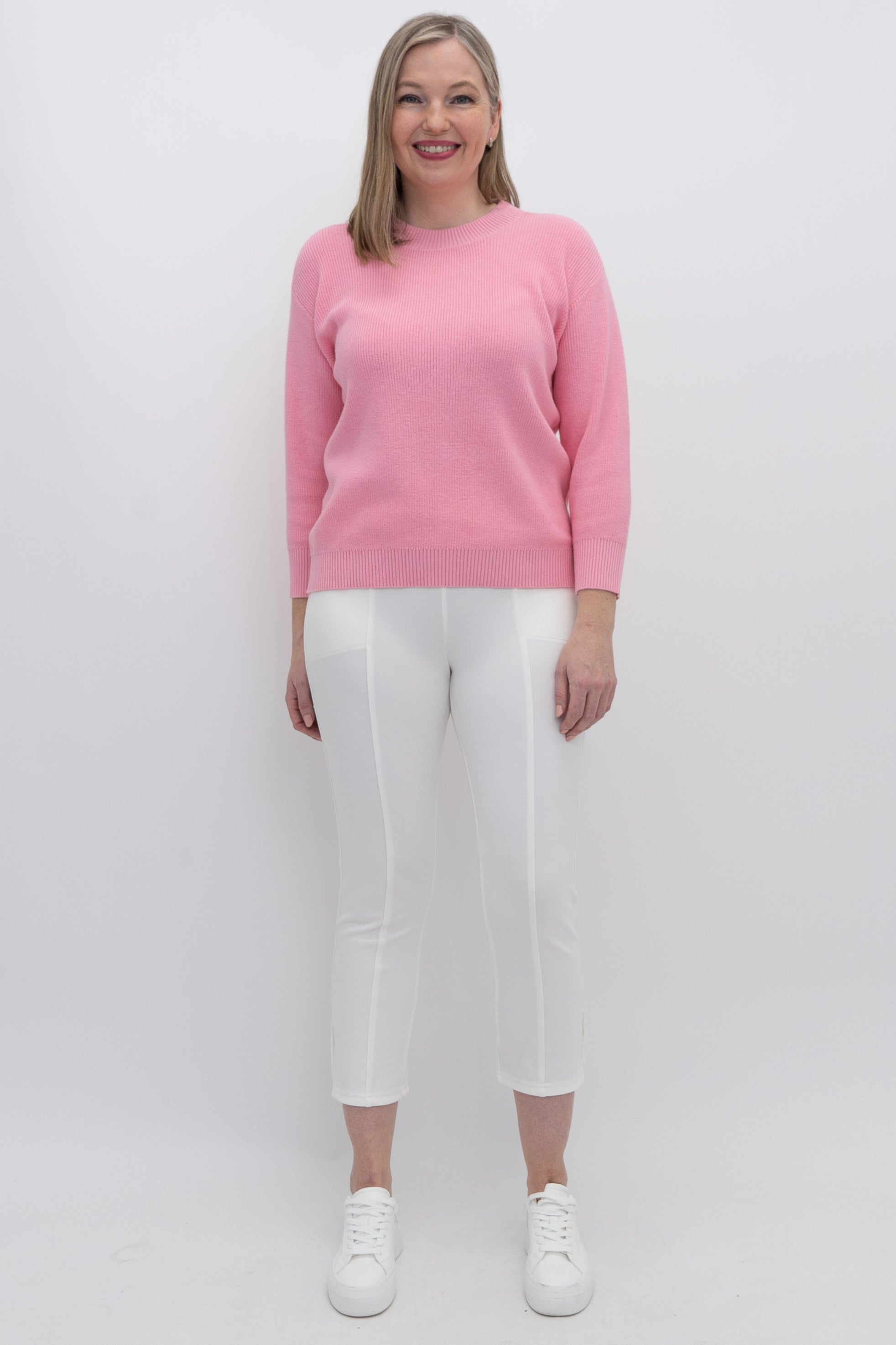 Brooklyn Sweater for Women - Soft Pink Cotton Knit Pullover | Cozy Casual Wear for Fall & Winter | Perfect for Office, Dates & Weekend Outings