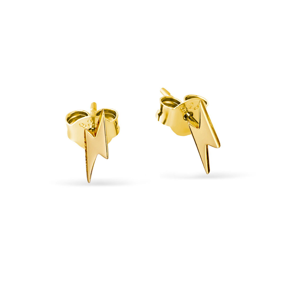 Gold Zap Studs Earrings for Women - Trendy Punk Gothic Jewelry for Parties, Concerts & Everyday Wear