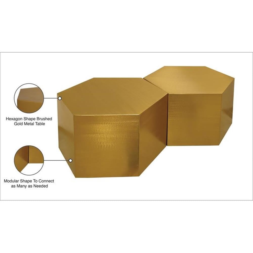 Modern Metal Coffee Table Set - 2-Piece Brushed Gold for Living Room