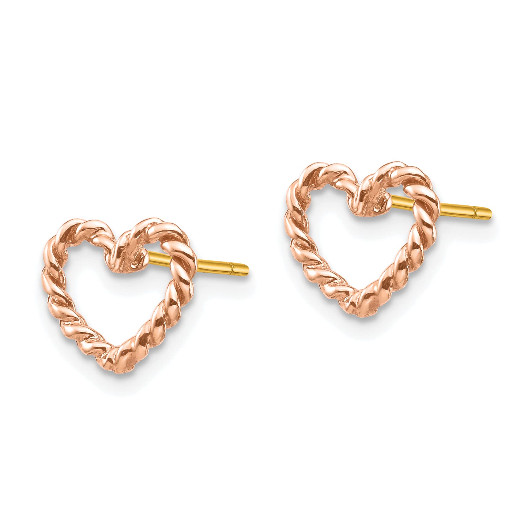 14K Solid Rose Pink Gold Twisted Heart Love Stud Earrings for Women - Romantic Valentine's Day Gift, Anniversary Jewelry - Perfect for Date Nights, Weddings & Special Occasions