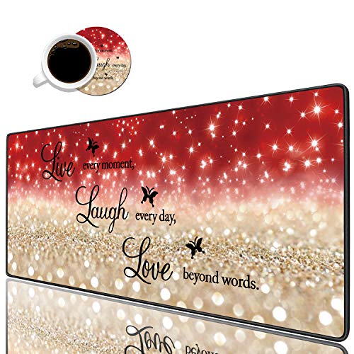 Red Glitter Quote Live Every Moment, Laugh Every Day, Love Beyond Words