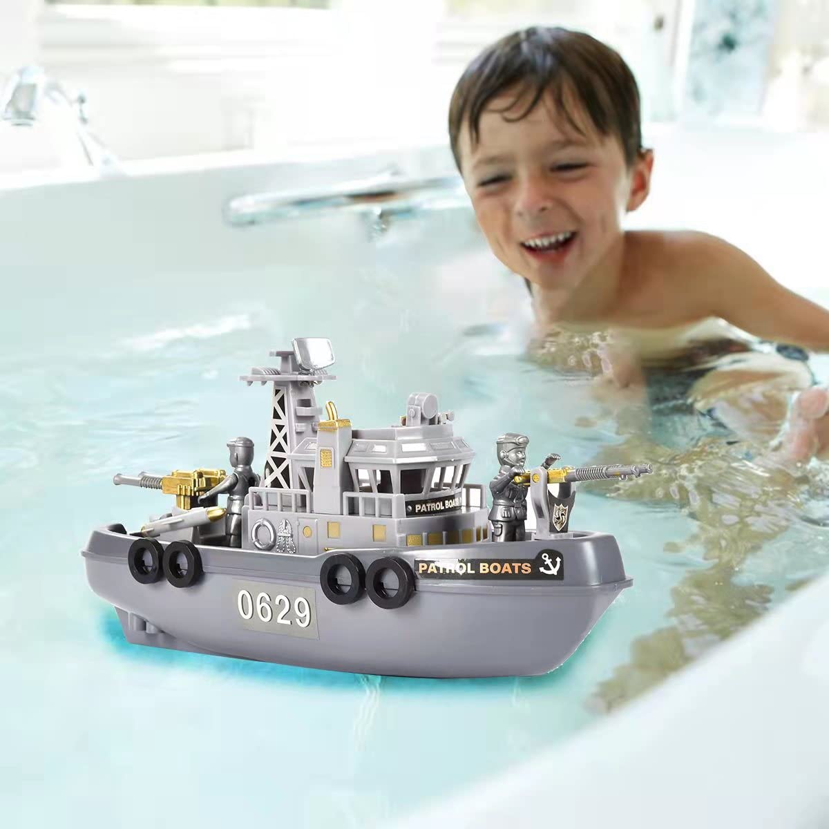 Pool Warship Toy Boat - Kids Bath Toys, Aircraft Carrier Battleship for Bathtub & Pool Play | Fun Water Play Gift for Boys & Girls | Perfect for Indoor & Outdoor Water Games