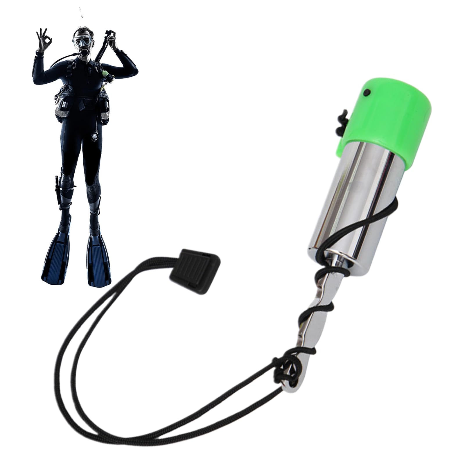 Scuba Diving Noise Maker - Underwater Shaker with Clip, Emergency Whistle & Rattle Stick for Scuba Gear | Survival Signal Bell for Divers | Perfect for Underwater Communication & Emergency Situations
