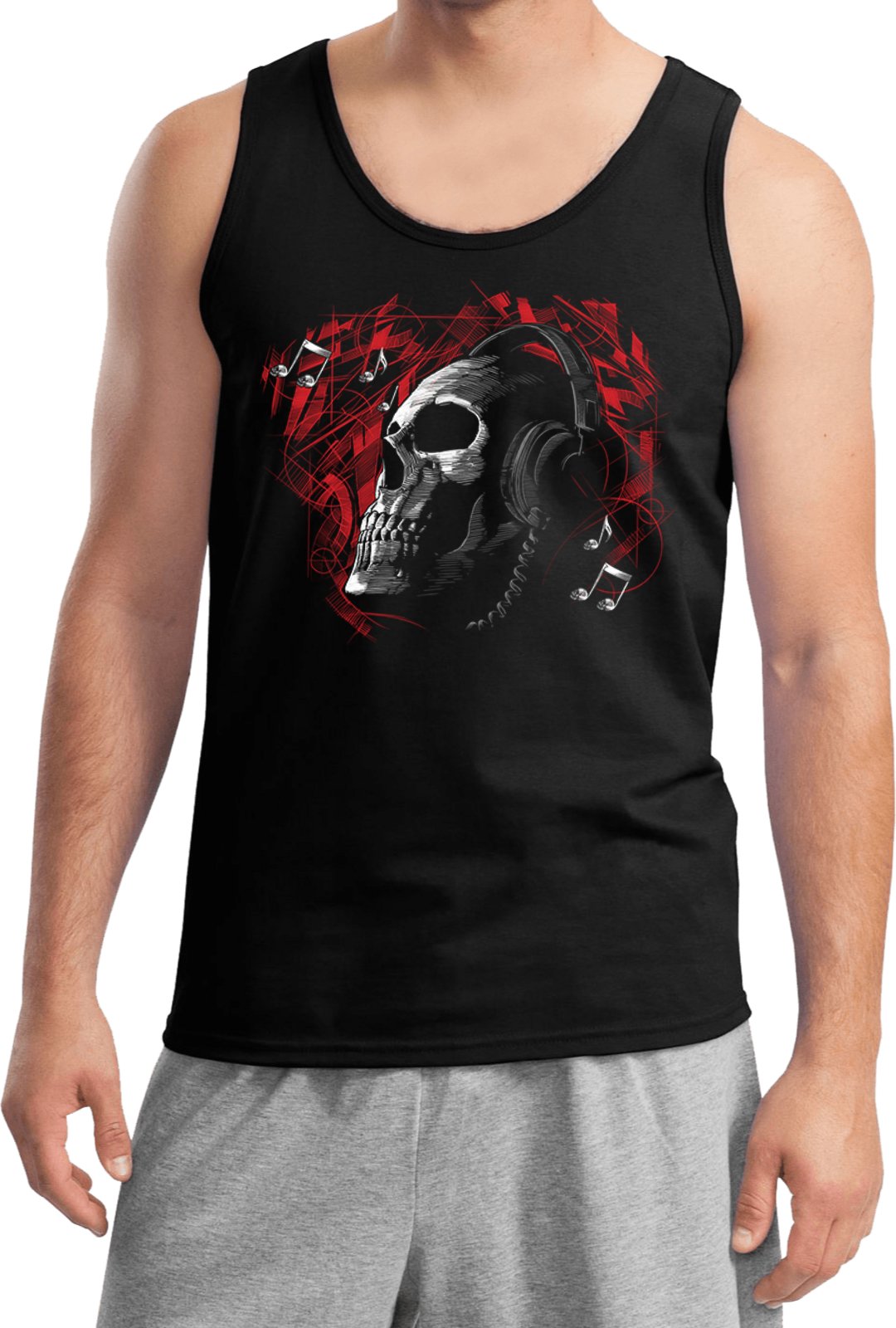 Skull Print Tank Top for Men - Trendy Graphic Muscle Tee with Cool Design - Perfect for Gym, Concerts & Summer Outfits