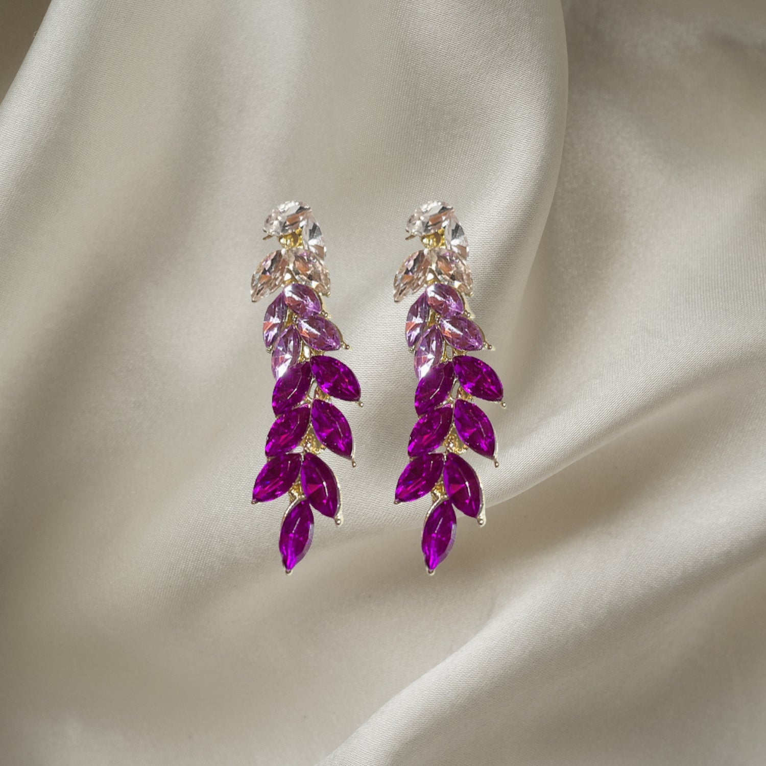 Sparkling Crystal Bridal Earrings for Women - Elegant Leaf Drop Dangle Chandelier Jewelry - Perfect for Weddings, Prom, and Special Occasions