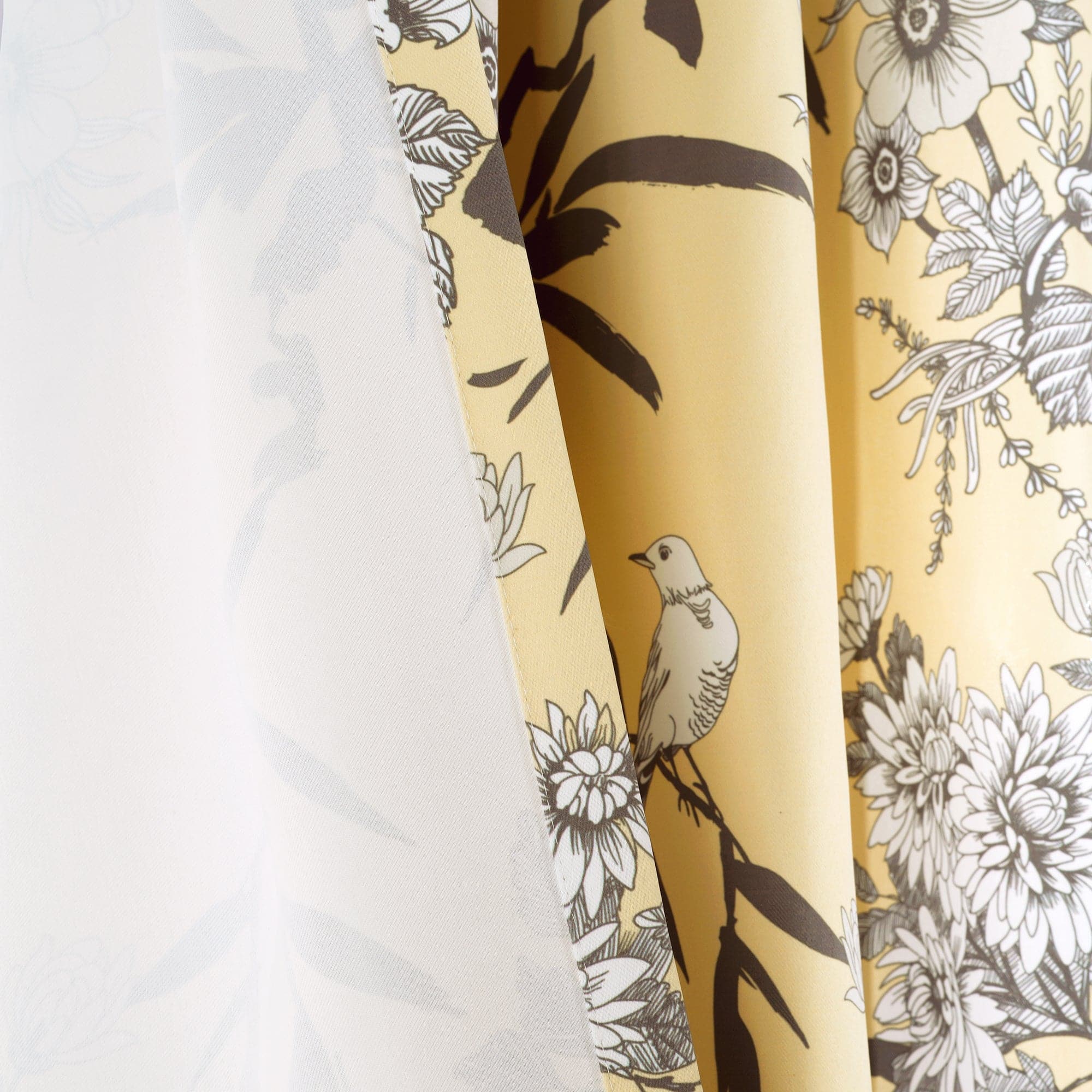 Botanical Garden Light Filtering Window Curtain Panel Set - Floral Print Sheer Drapes for Living Room, Bedroom & Nursery - Soft Sunlight & Privacy - 2 Panels 84 Inch Length