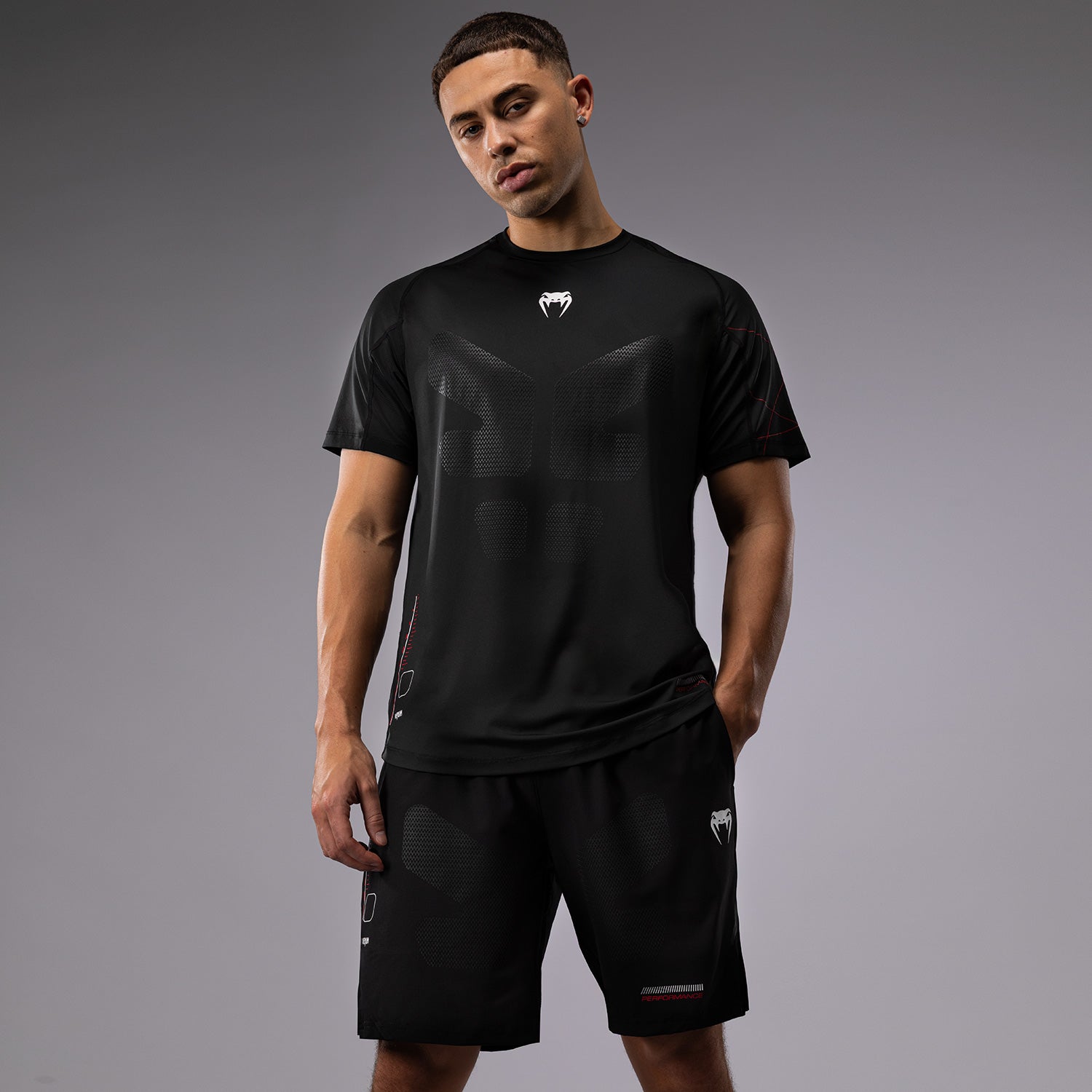 Venum Tactical XT Men's Dry Tech Training T-Shirt - Moisture Wicking, Breathable & Lightweight - Black/Fire Red - Perfect for MMA, Boxing & Gym Workouts