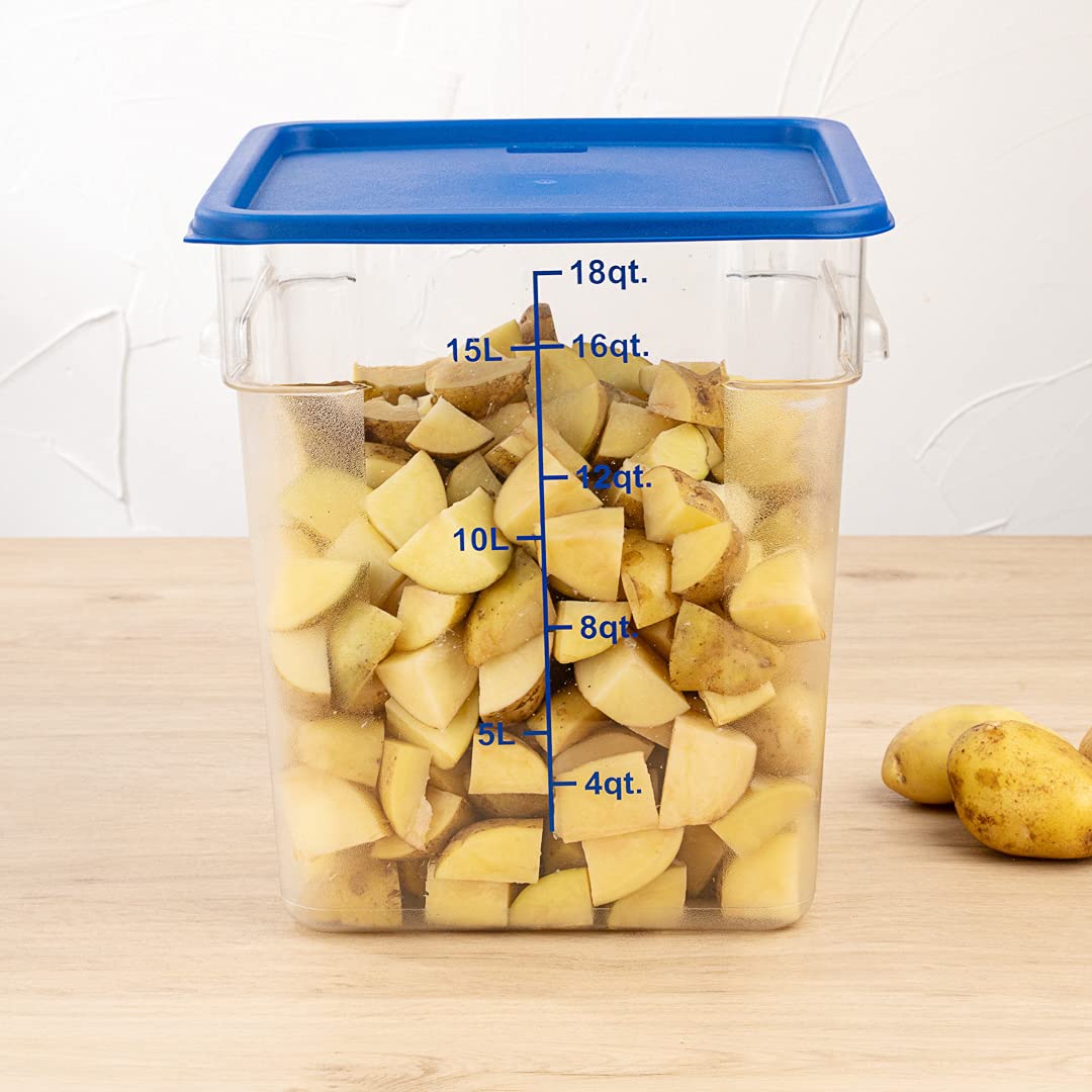 Restaurantware - 10 Pack Square Plastic Food Storage Container Lids Only | Marinating & Meal Prep Lids with Date Indicator | Dishwasher & Freezer Safe | Blue Plastic Lids (Containers Sold Separately) | Perfect for Meal Prep, Leftovers & Food Storage Organization