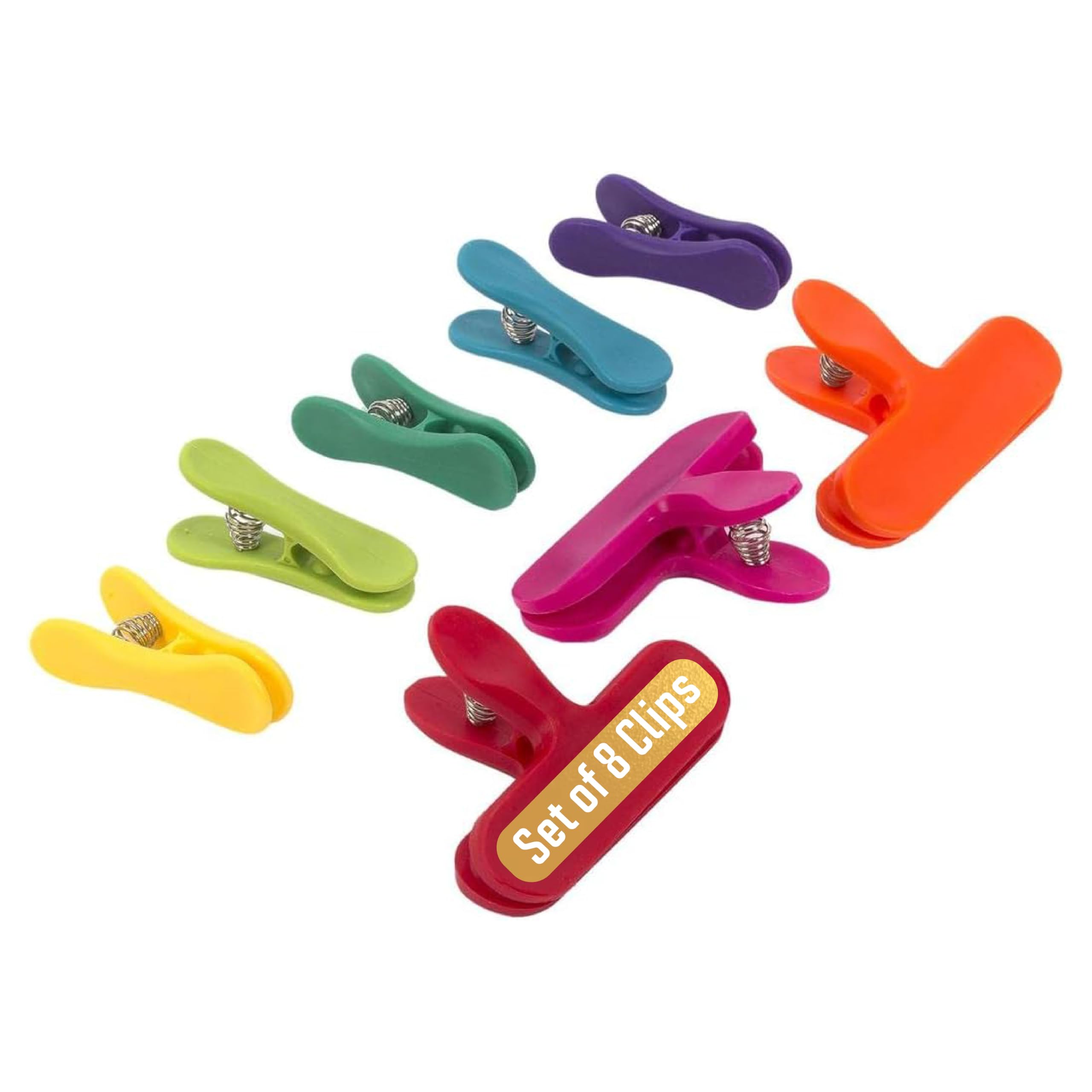 Luciano Housewares 8-Pack Rainbow Plastic Food Bag Clips - Colorful Chip Clips for Snacks, Chips, Cereal & Bread Bags - Kitchen & Pantry Organization Essentials