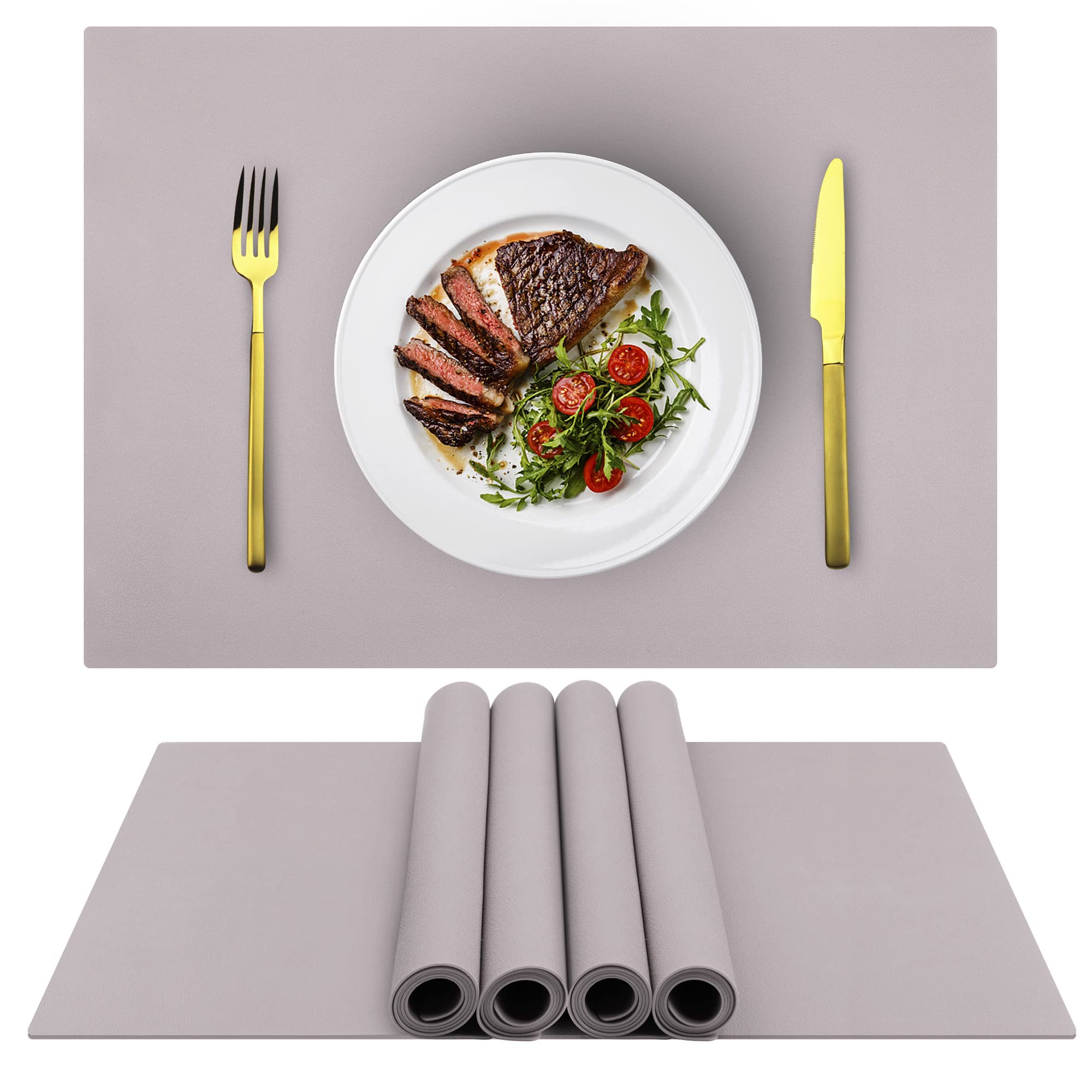 IYYI 4-Pack Silicone Placemats for Kids - Waterproof, Heat Resistant, Non-Slip Table Mats for Dining - Easy to Clean - Perfect for Family Meals, Parties & Daily Use