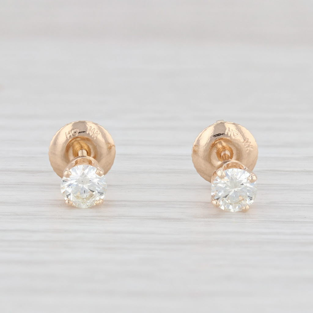 0.47ctw Round Diamond Stud Earrings in 14K Yellow Gold with Screw Back for Women - Perfect for Weddings, Anniversaries & Special Occasions