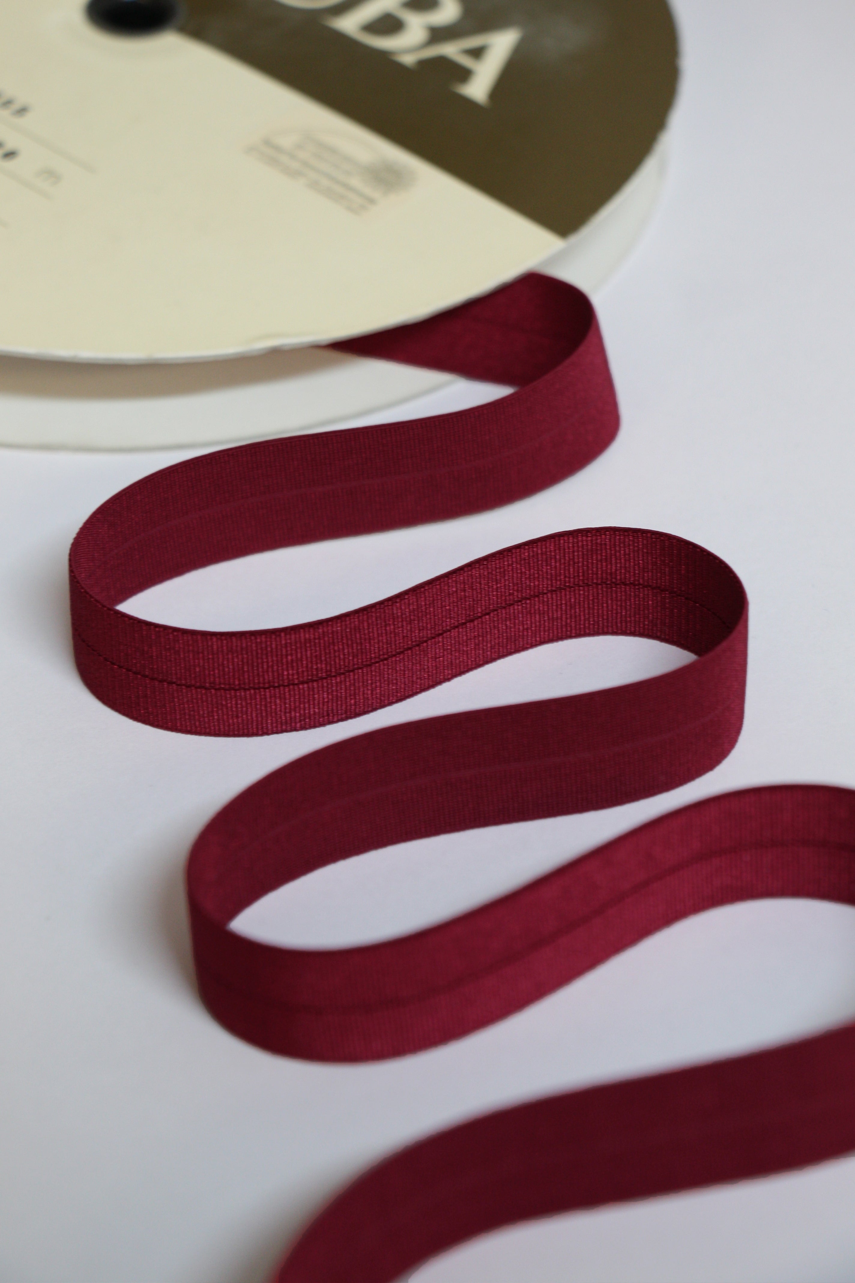 18mm Stretch Fold Over Elastic Binding - Wine Red Color for Sewing, Crafting & DIY Projects - Perfect for Waistbands, Headbands & Apparel Trims