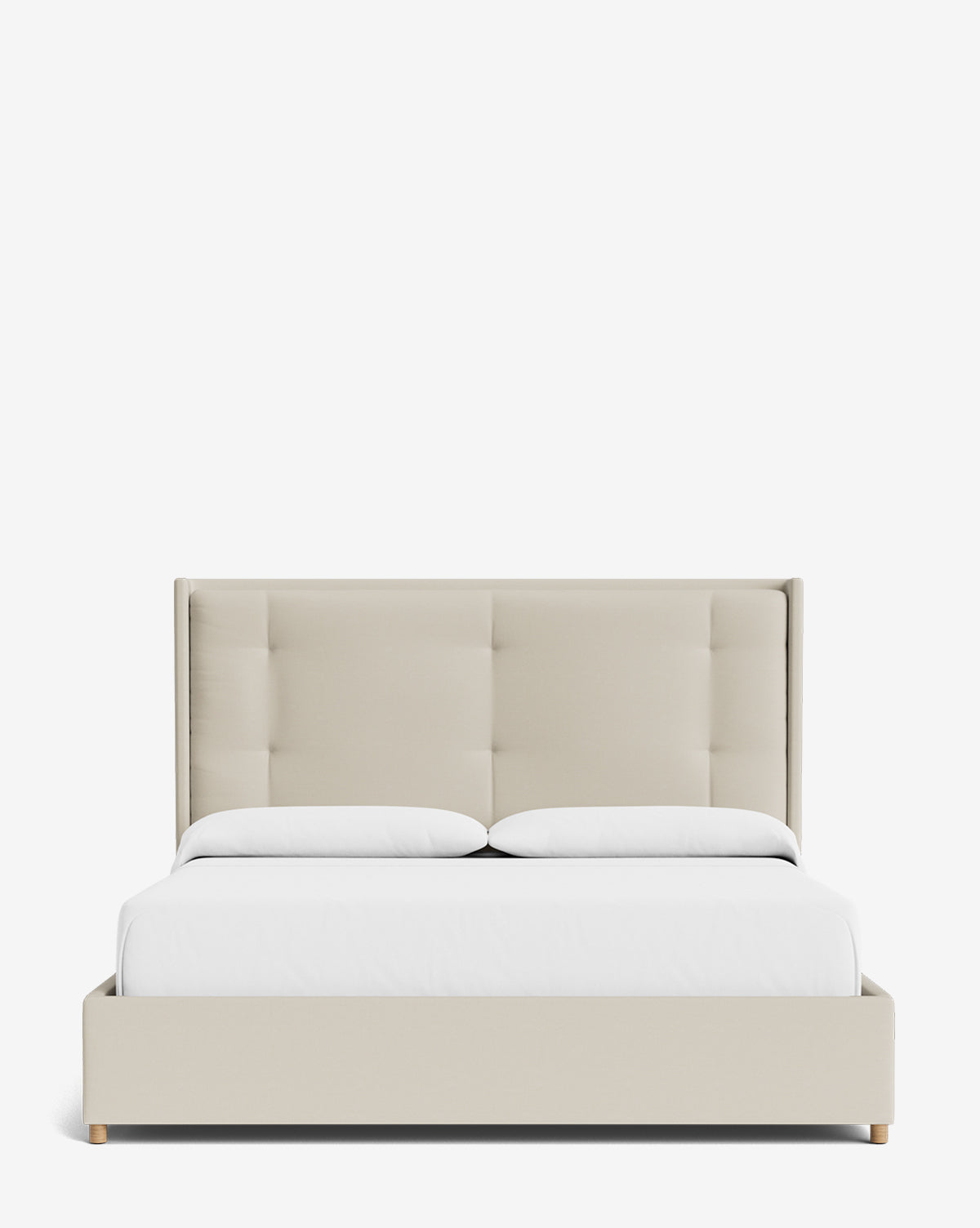 Luxury Ria Upholstered Bed Frame - Queen Size Platform Bed with Soft Fabric Headboard - Modern Bedroom Furniture for Master & Guest Rooms