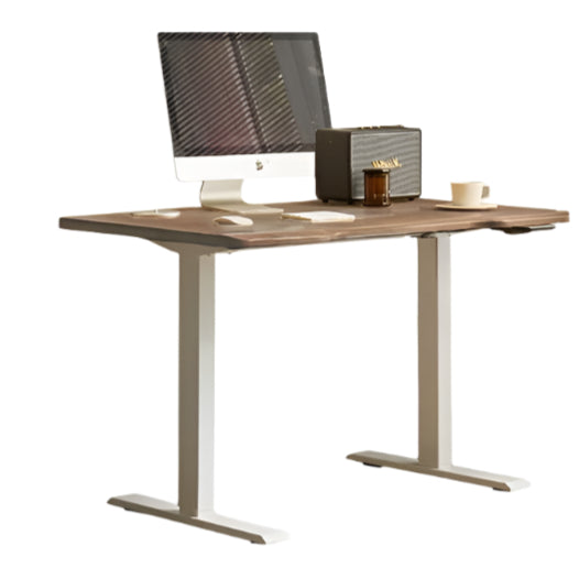 Premium Oak Solid Wood Electric Height Adjustable Standing Desk - Ergonomic Home Office Workstation for Computer & Laptop Use