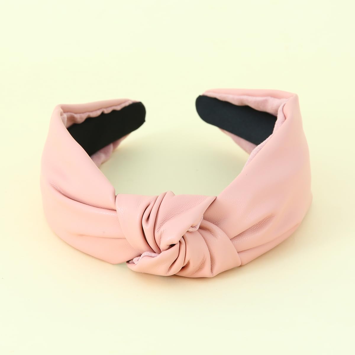 FEDANS Women's Luxury Leather Knotted Headband - Non-Slip Wide Top Knot Hair Accessory for Women & Girls (Pink) | Perfect for Work, Parties, Weddings & Everyday Fashion