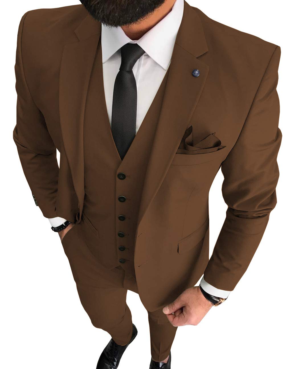Men's 3-Piece Formal Suit Set - Regular Fit Notched Lapel Tuxedo for Wedding, Prom & Groomsmen (Blazer + Vest + Pants) | Perfect for Business Meetings, Special Occasions & Formal Events