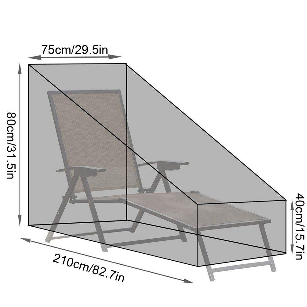 Alomejor Waterproof Outdoor Chaise Lounge Chair Cover - Anti-Rust Oxford Fabric Garden Furniture Protector with Storage Bag - Perfect for Patio, Poolside, and Backyard Use