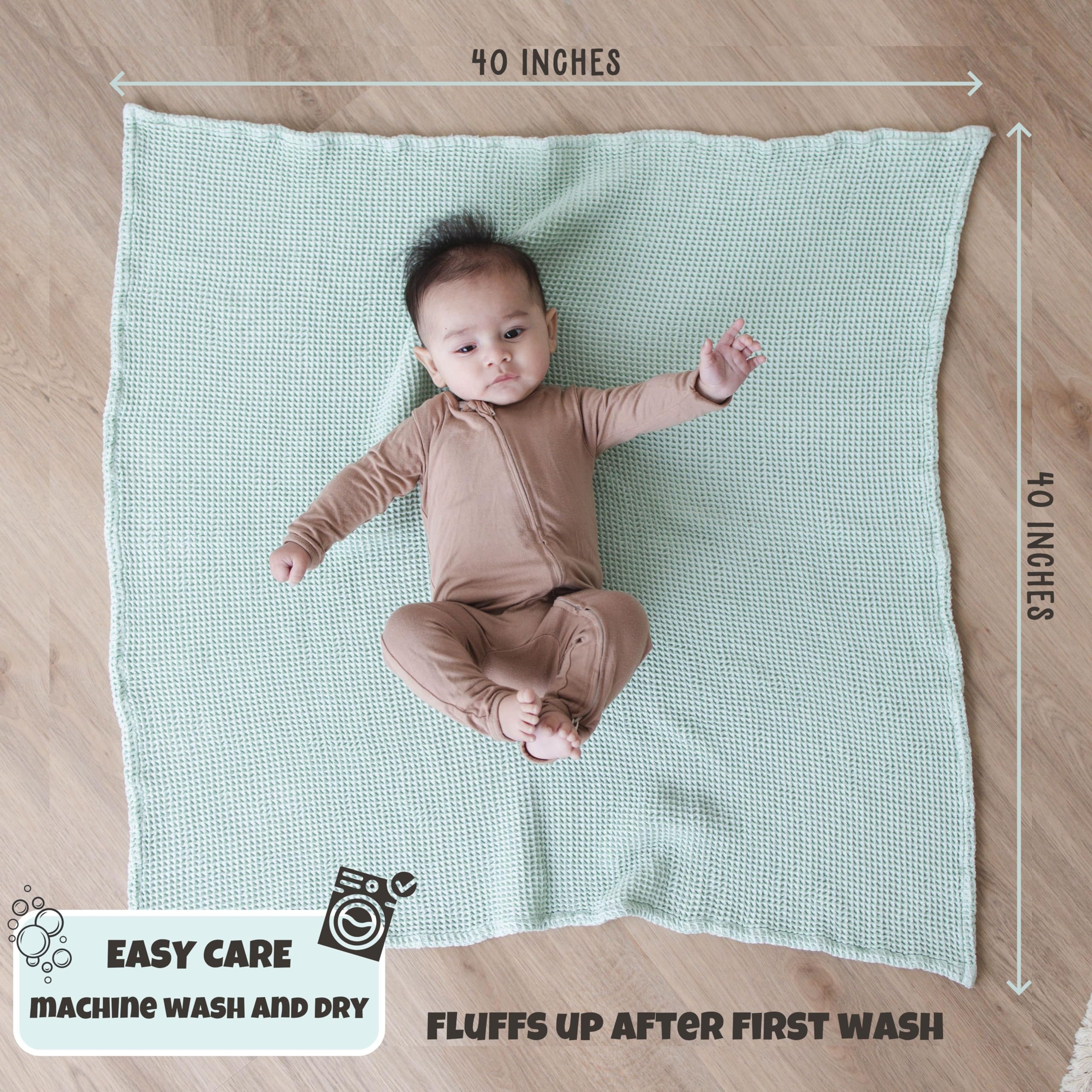 Soft Waffle Knit Baby Blanket 43x43 Inch - Gender Neutral Cotton Swaddle & Toddler Blanket for Stroller, Crib, Nursing - Breathable & Cozy (Rose Pink) - Perfect for Newborns, Infants & Gifts