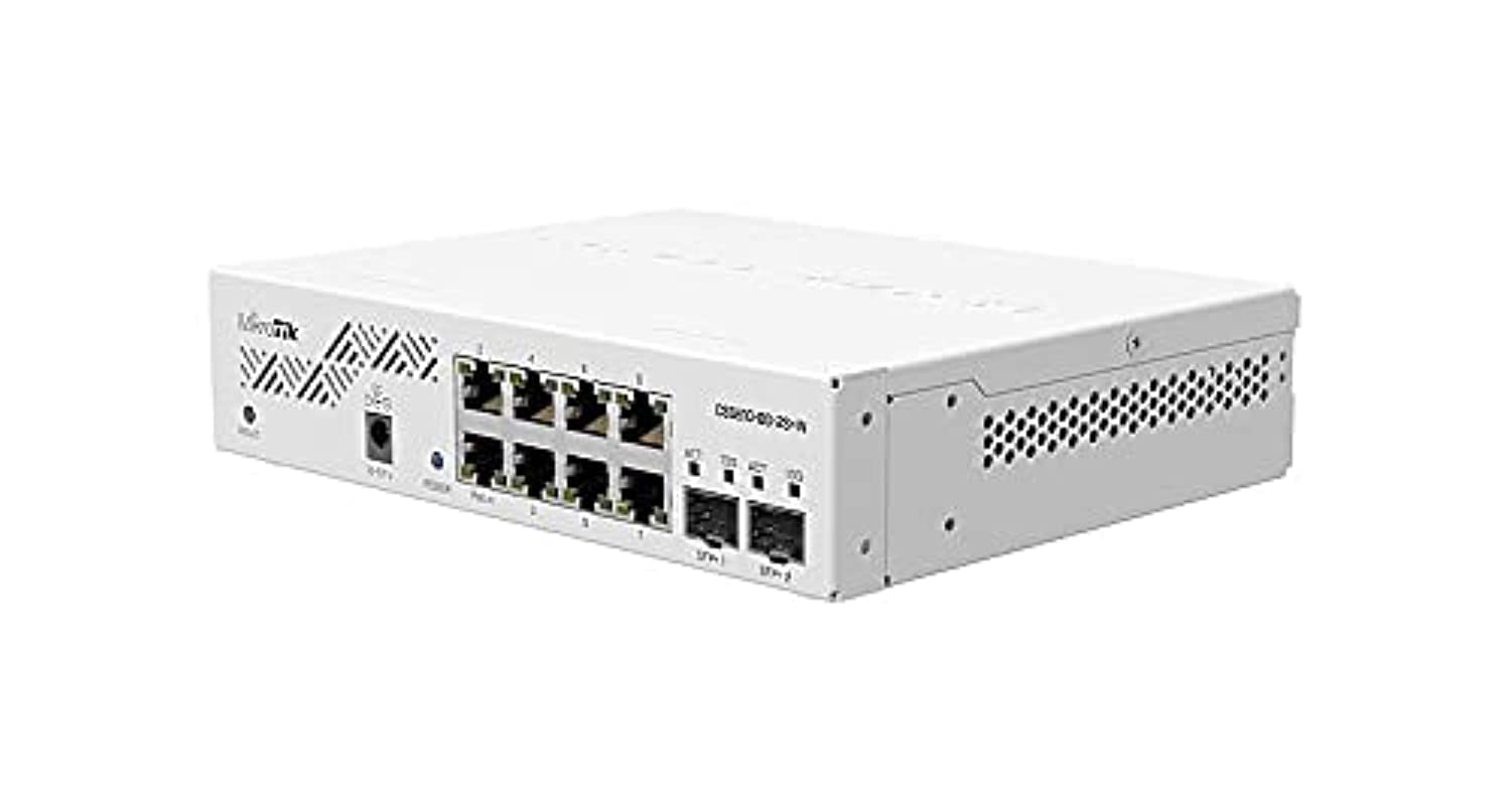 MikroTik CSS610-8G-2S+IN 8-Port Gigabit Ethernet Switch with 2 SFP Ports, 10/100/1000Mbps, PoE Support, White - Ideal for Home Office, Small Business Networks & Smart Home Setups
