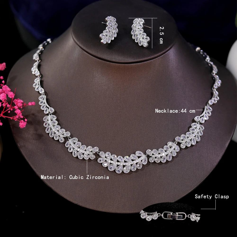 Sparkling Cubic Zirconia Round Necklace Set for Women - Elegant Wedding & Party Jewelry - Perfect for Bridal, Anniversary, Prom & Special Occasion Gifts
