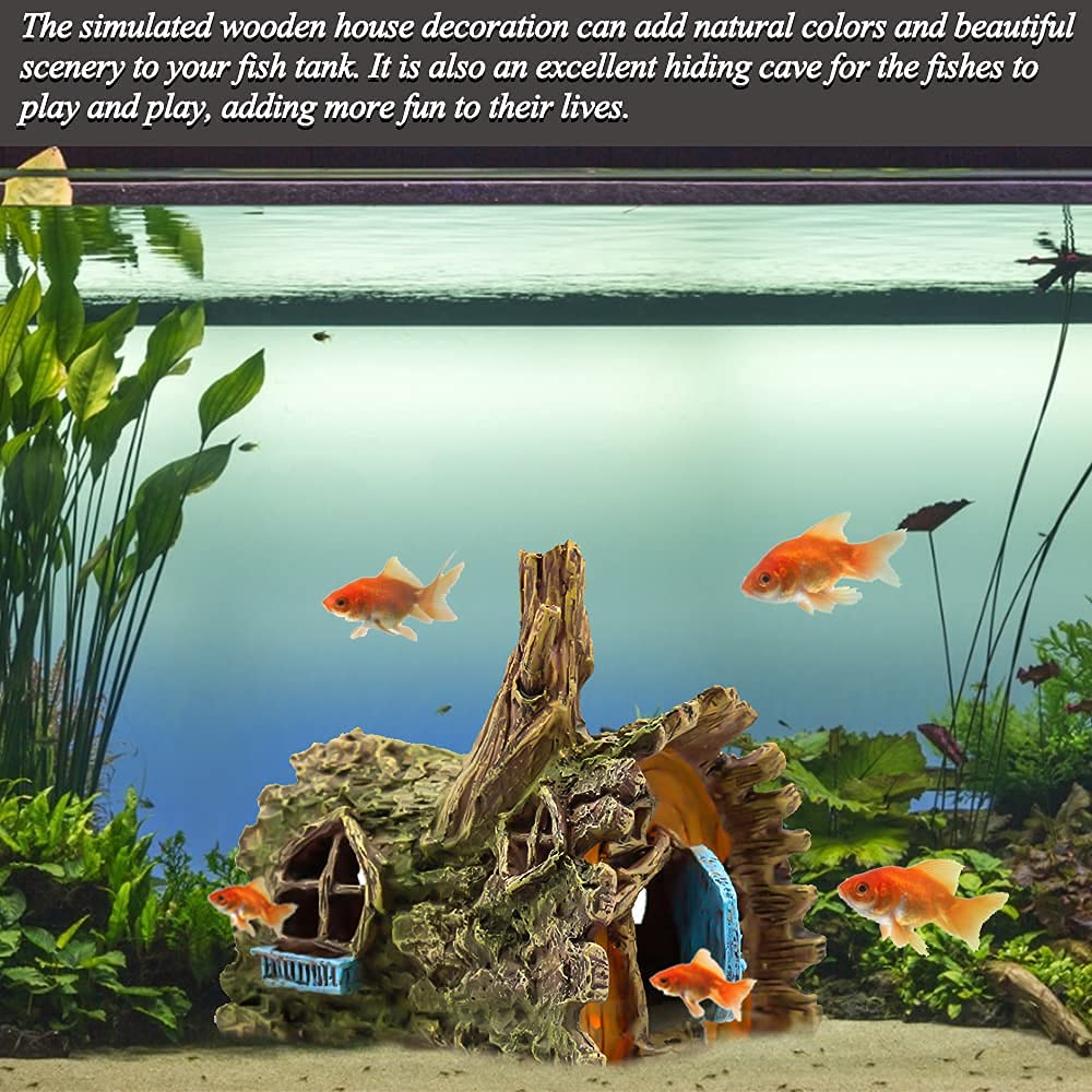 Betta Fish Tank Decorations - Resin Hide Cave & House Ornaments for Small & Medium Aquarium Fish | Aquascape Accessories for Betta, Guppy, Tetra | Perfect for Hiding & Stress Relief in Home & Office Aquariums