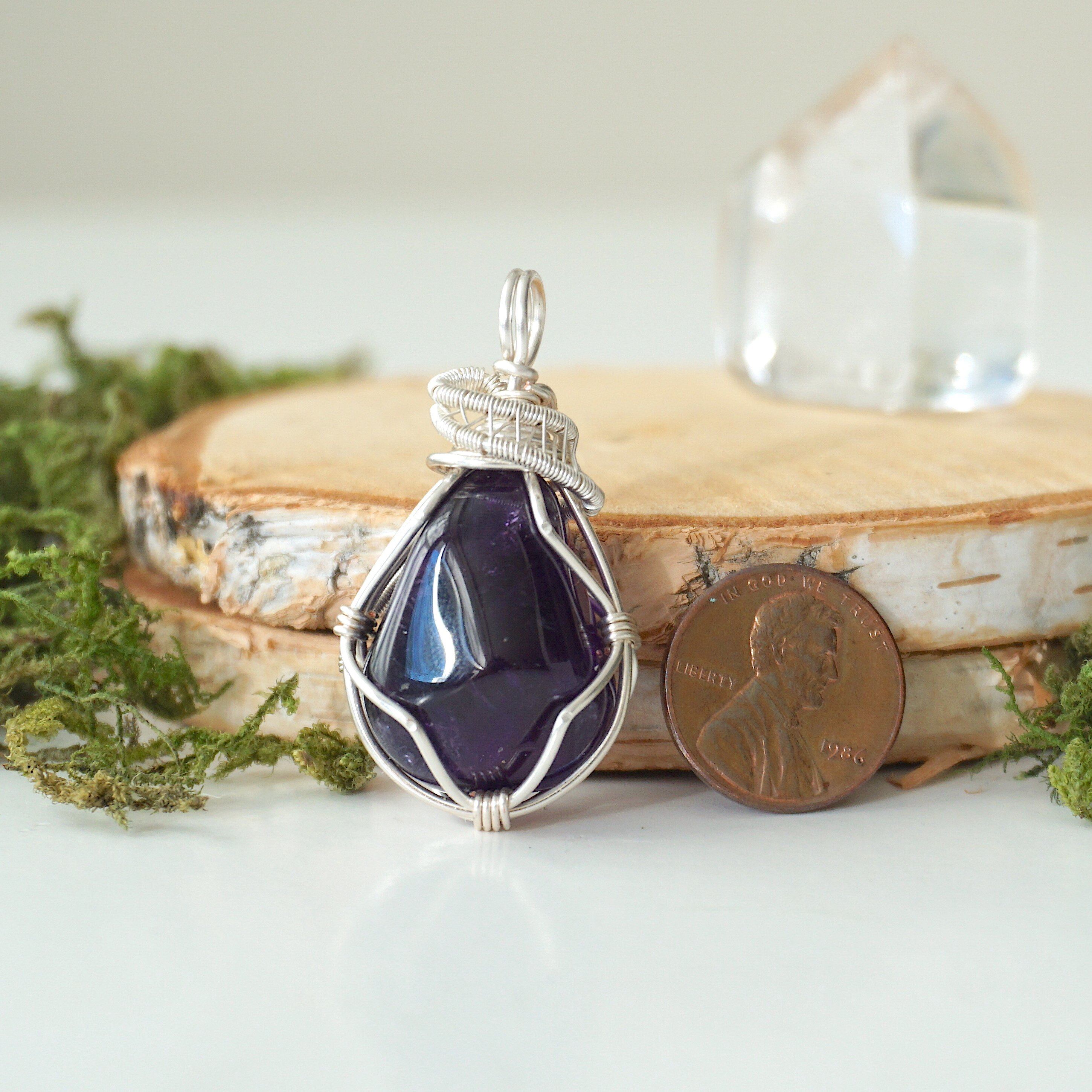Dark Amethyst Necklace for Women - Silver Plated Crystal Pendant Jewelry for Gifts, Meditation & Spiritual Healing | Elegant Necklace for Everyday Wear, Special Occasions & Energy Balancing