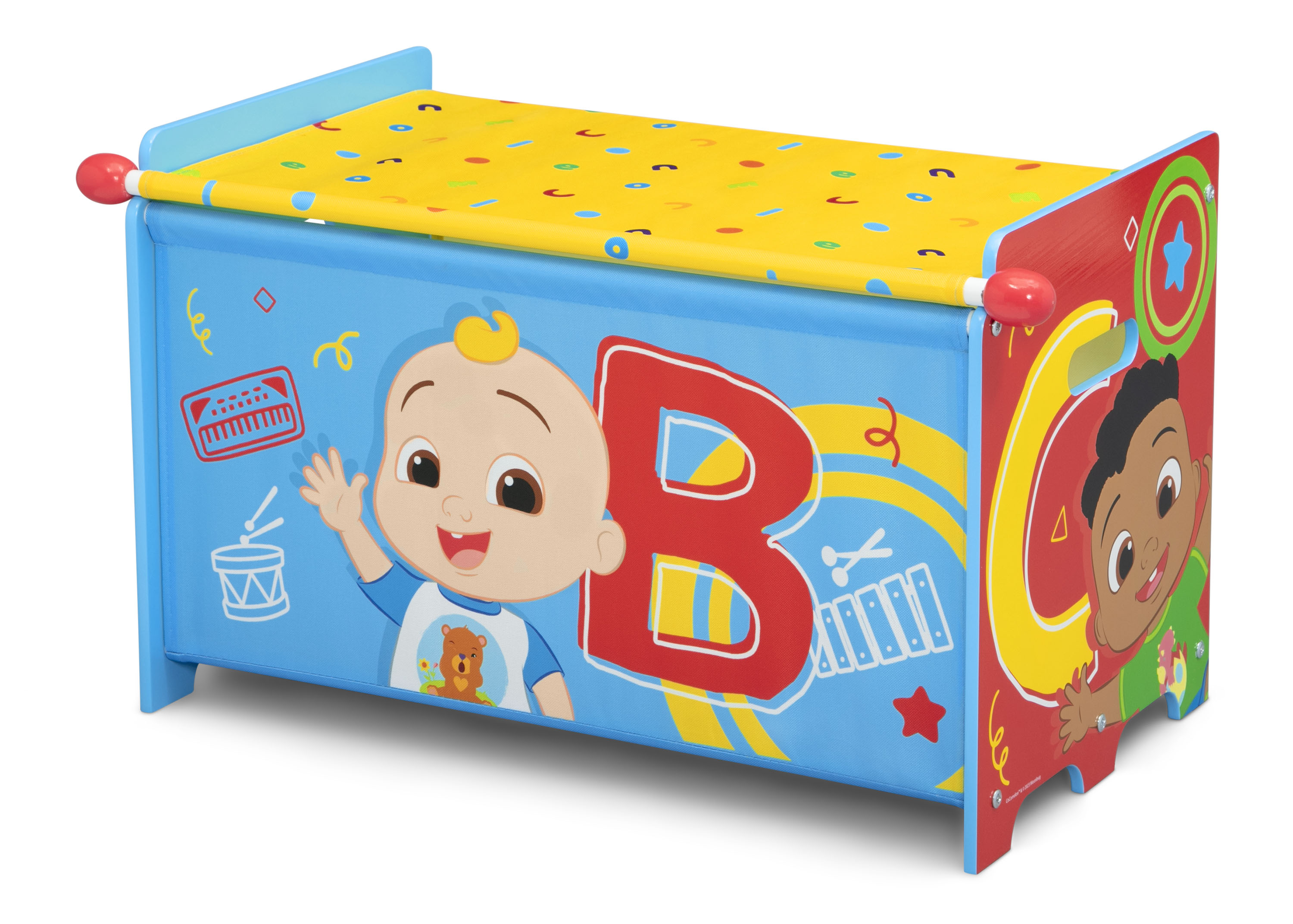 CoComelon Kids Toy Storage Box with Retractable Fabric Lid - Organize Nursery, Playroom & Bedroom Toys | Perfect for Toddlers & Preschoolers