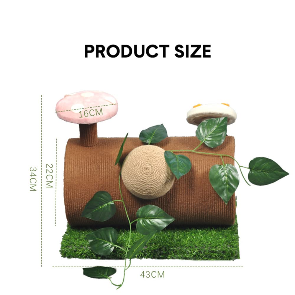 Premium Sisal-Covered Mushroom Cat Scratching Post with Hanging Toy Mouse - Durable Cat Tree for Indoor Cats - Perfect for Play, Climbing & Scratching in Living Rooms & Bedrooms