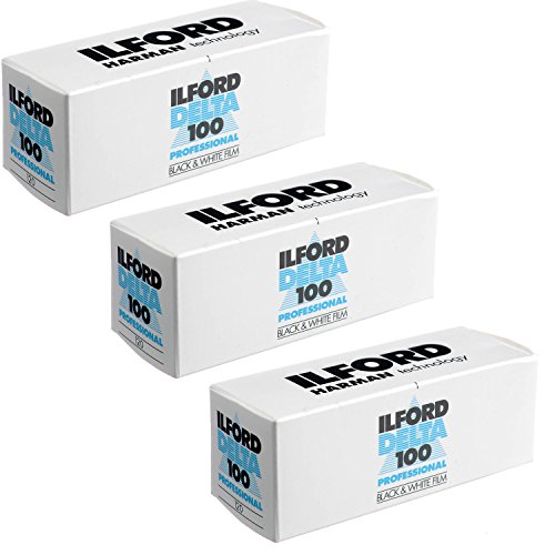Ilford Delta 100 Professional Black & White Film (120 Roll, Pack of 3) - High Contrast for Landscape & Portrait Photography