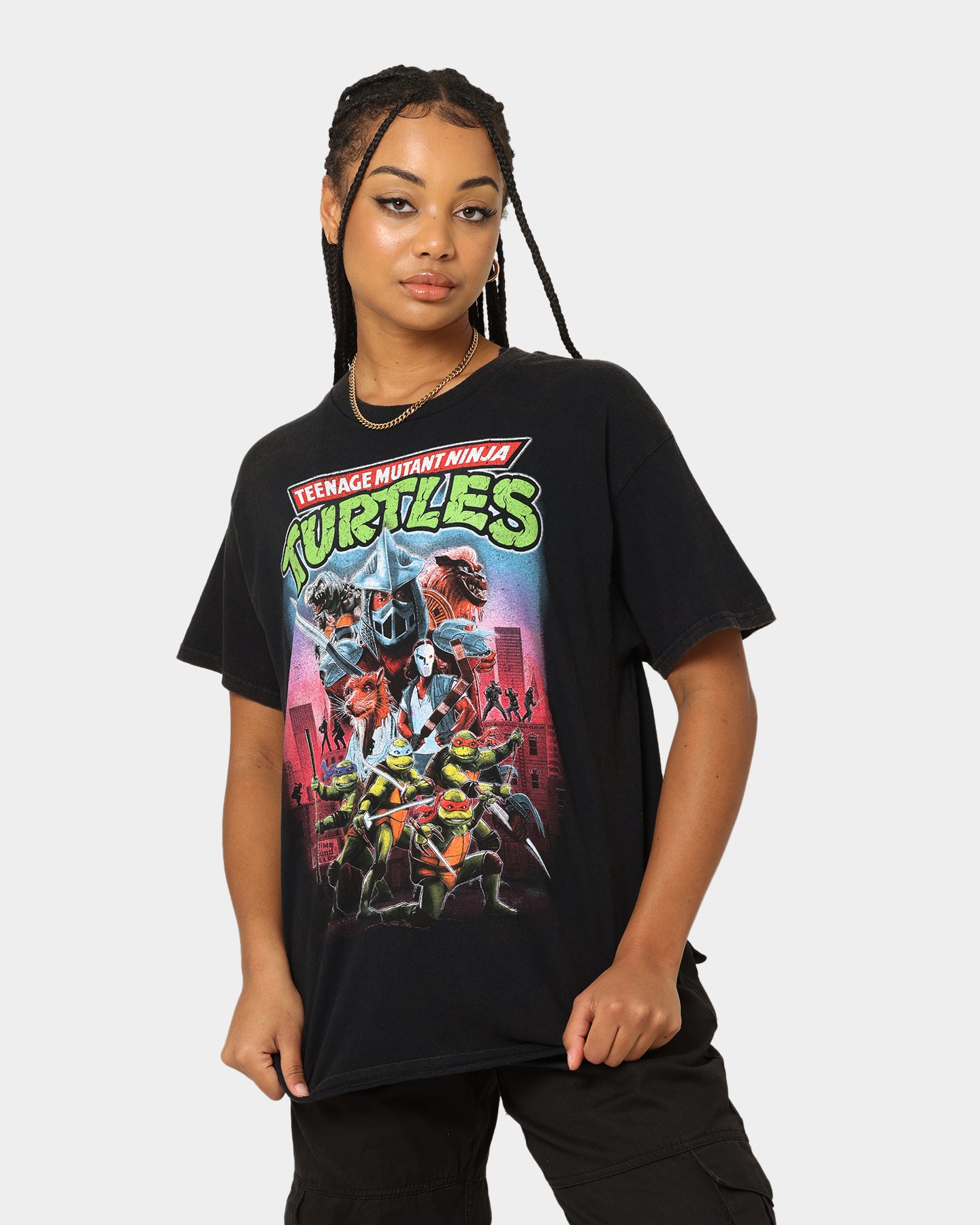 Vintage Black Teenage Mutant Ninja Turtles Graphic T-Shirt | Retro TMNT Merchandise | Perfect for Cosplay, Comic Con & 90s Nostalgia Fans