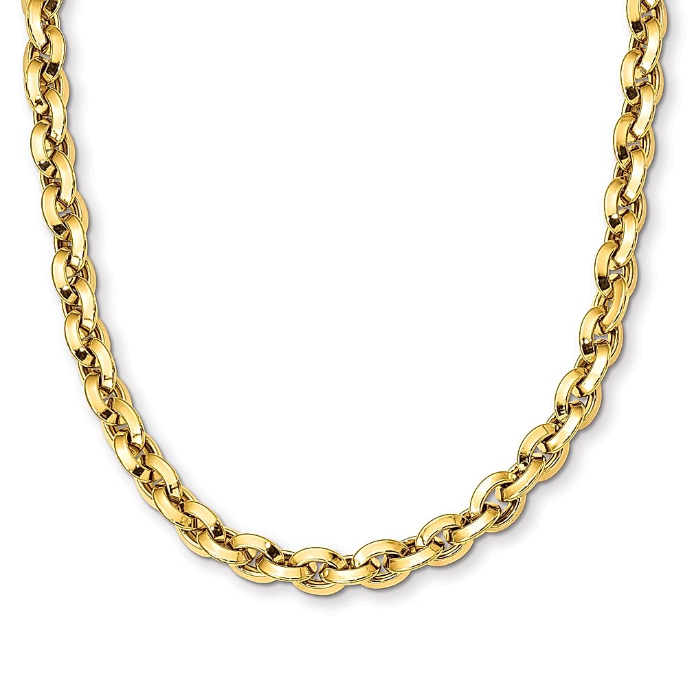 14K Yellow Gold Knife Edge Rolo Link Chain Necklace - Dainty Pendant Charm Bracelet for Women | Elegant Fine Jewelry Gift for Her | Perfect for Anniversaries, Birthdays & Special Occasions