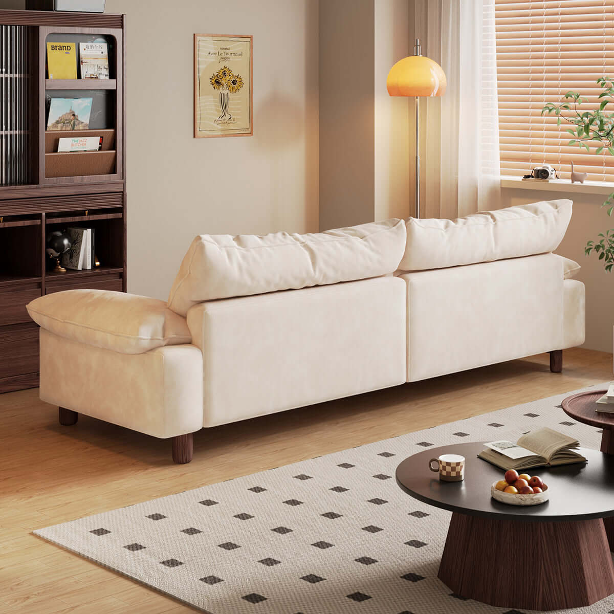 Premium Solid Wood 3-Seater Sofa with Armrests - Oversized Comfortable Couch for Living Room, Lounge & Office - Modern Farmhouse Style Furniture for Home Decor