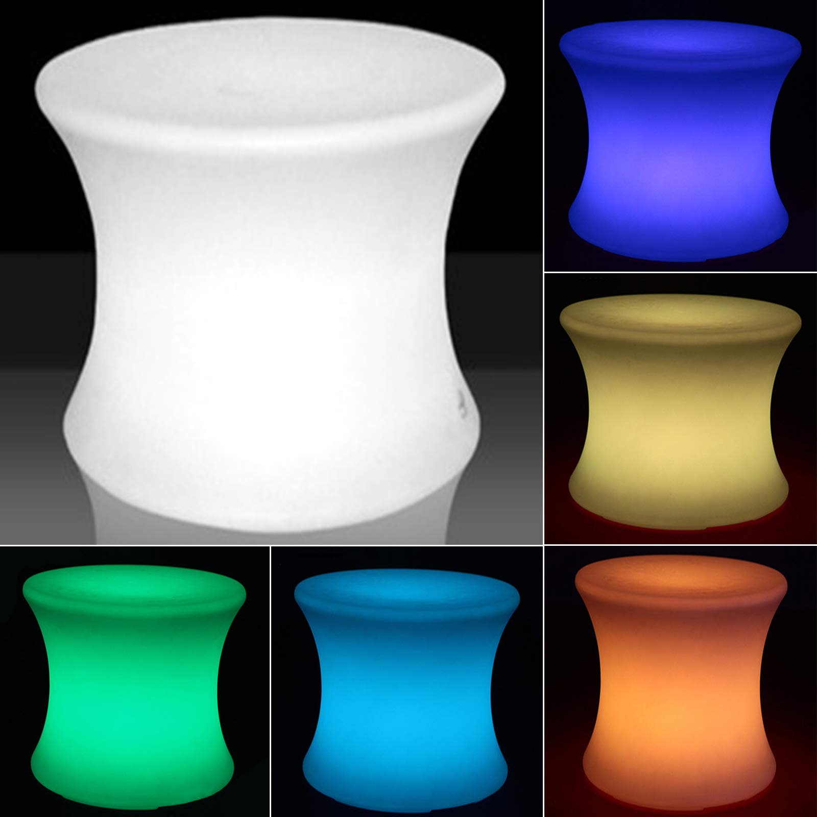 16-Inch RGB LED Light Cube Stool with Remote Control - 16 Color Changing Waterproof Mood Lamp for Home, Bedroom, Christmas & Pool Parties - Magic Drum Shape Side Table Night Light for Indoor & Outdoor Decor