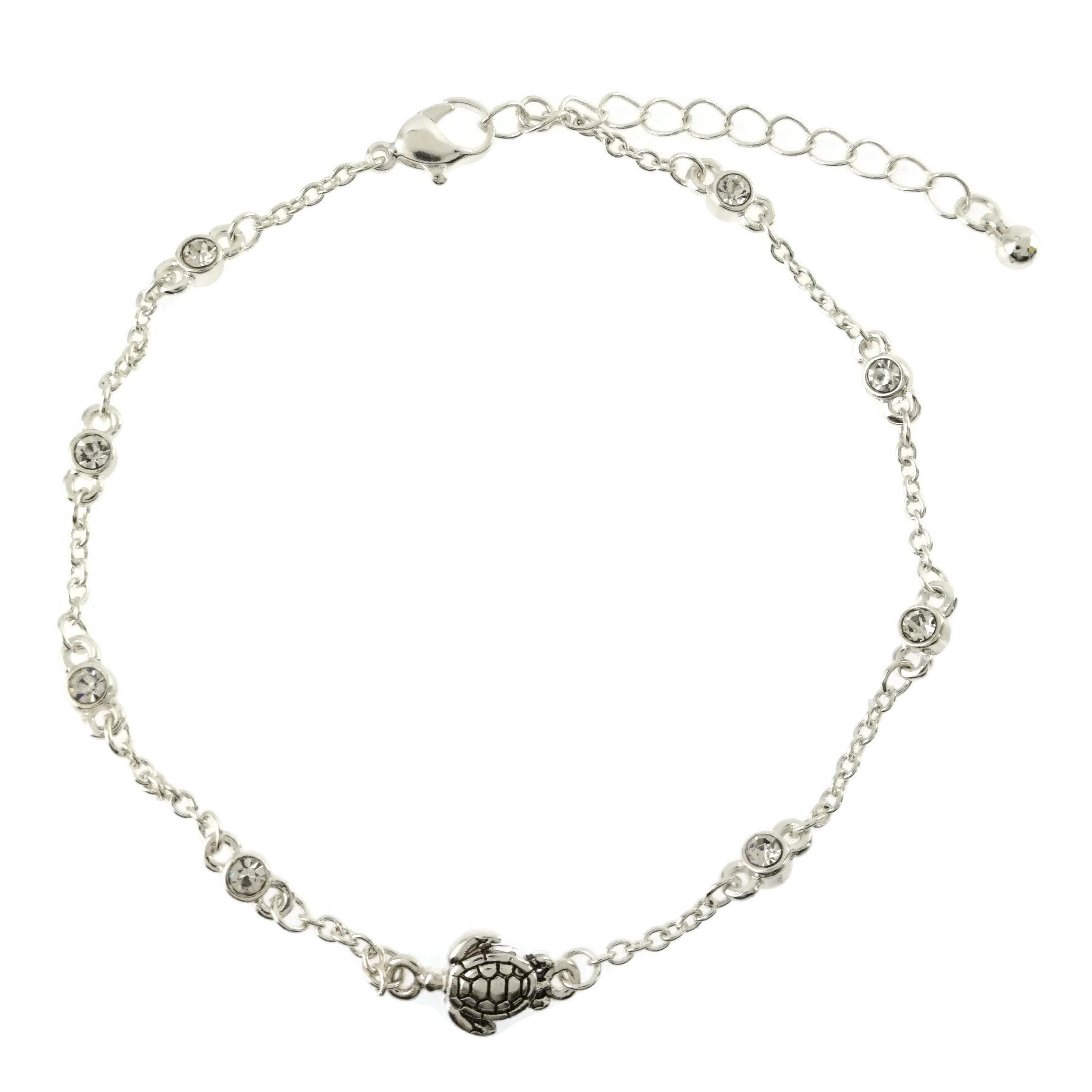 Elosee Turtle Charm Anklet with Colorful Stones - Stylish Sea Life Jewelry for Beach, Vacation & Summer Outfits