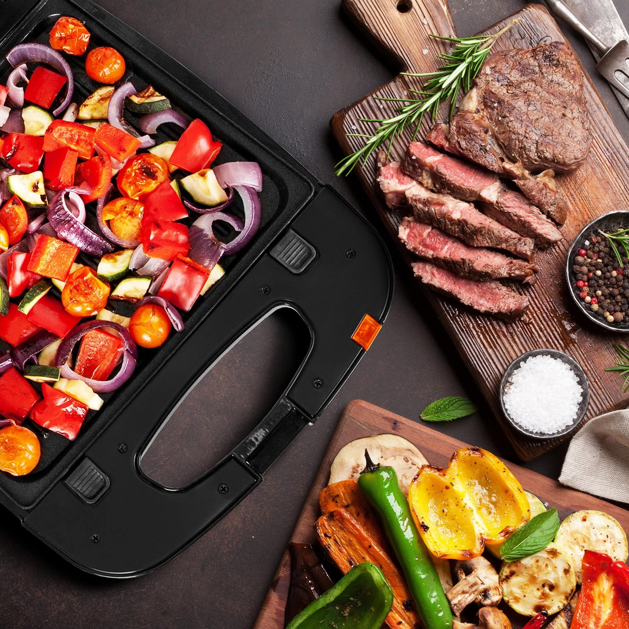 Duronic GWM60 2-in-1 Grill and Waffle Maker - 1200W Electric Panini Press with Interchangeable Non-Stick Plates (Includes 2 Grill & 2 Waffle Plates) - Perfect for Breakfast, Sandwiches, and Family Cooking | Automatic Temperature Control