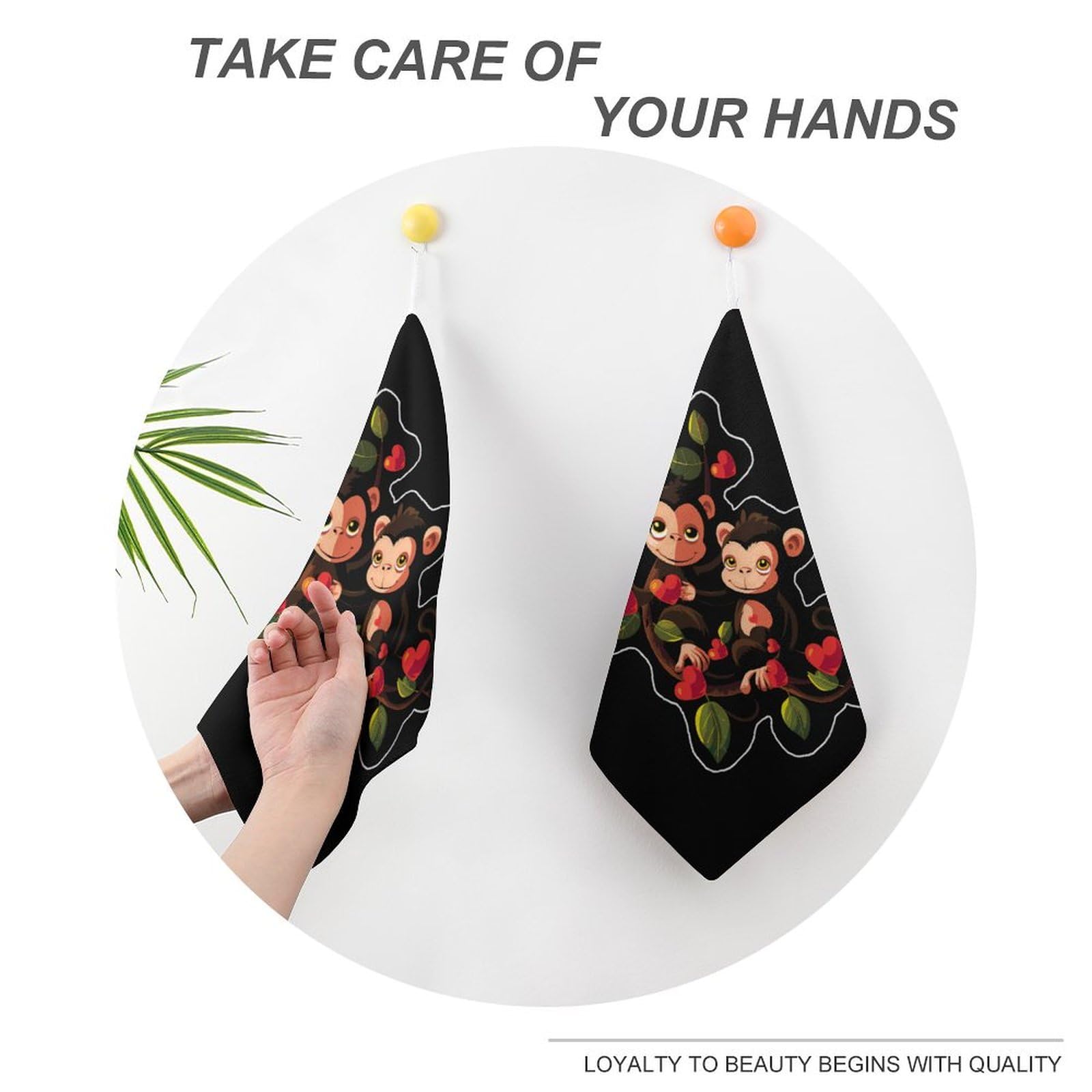 Soft & Absorbent Mama Monkey Hand Towel - Premium Bath Washcloth with Hanging Loop for Travel, Home & Bathroom (1PC) - Perfect for Baby Care, Gym & Spa Use