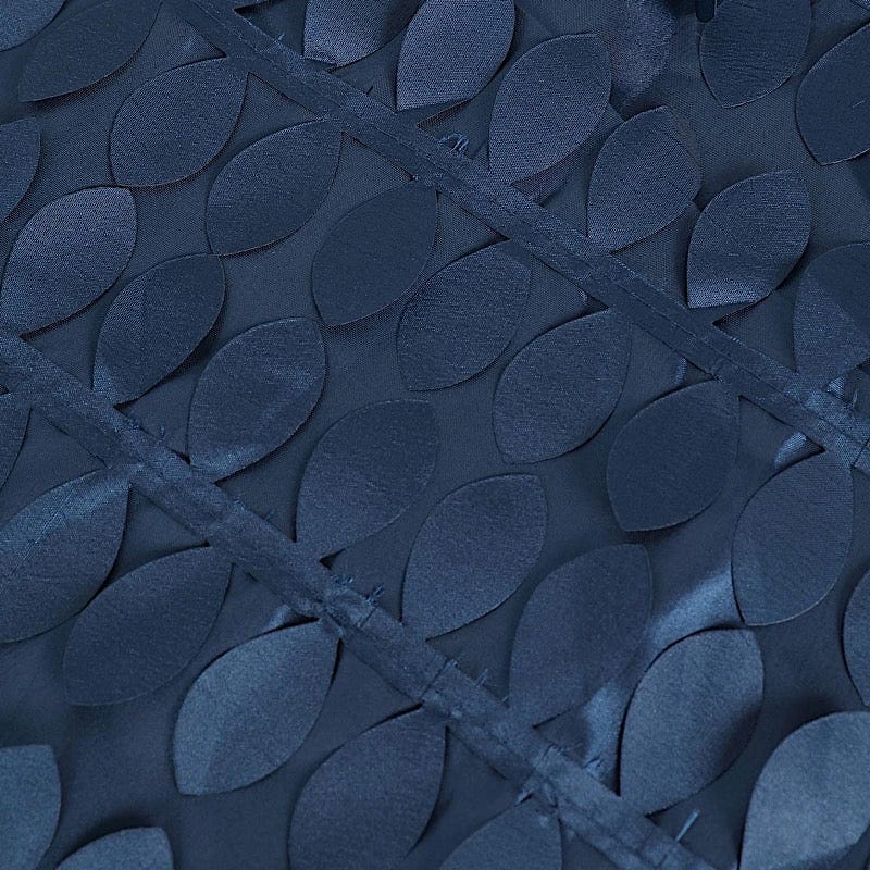 90x132 Inch Taffeta Rectangular Tablecloth with Elegant Leaf Petals Design - Perfect for Wedding, Party, and Home Dining Decor