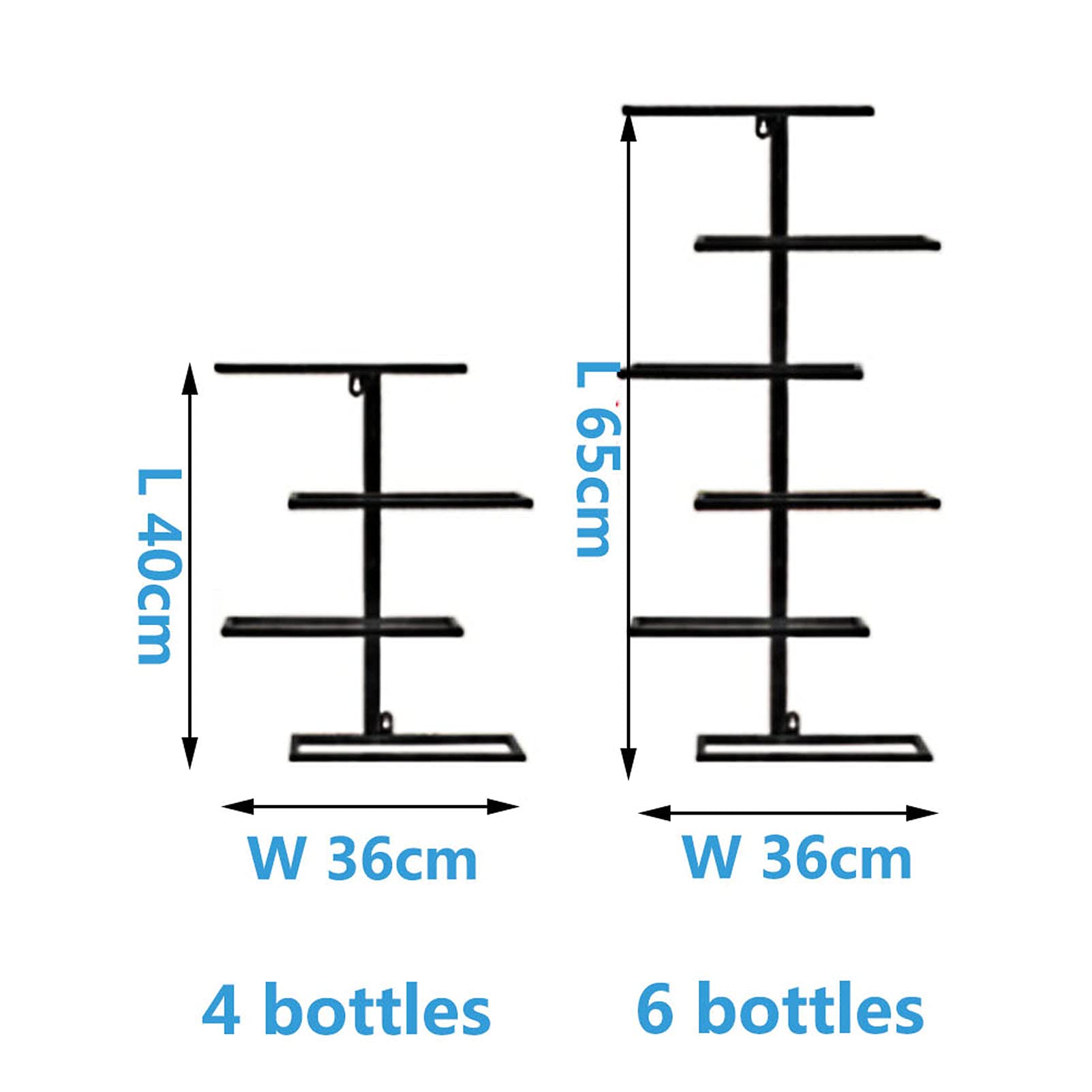 Wall Mounted Wine Rack - 4/6 Bottle Holder for Under Cabinet, Kitchen & Bar - Bronze & Black Wine Storage Rack - Perfect for Small Spaces, Home Decor & Entertaining Guests