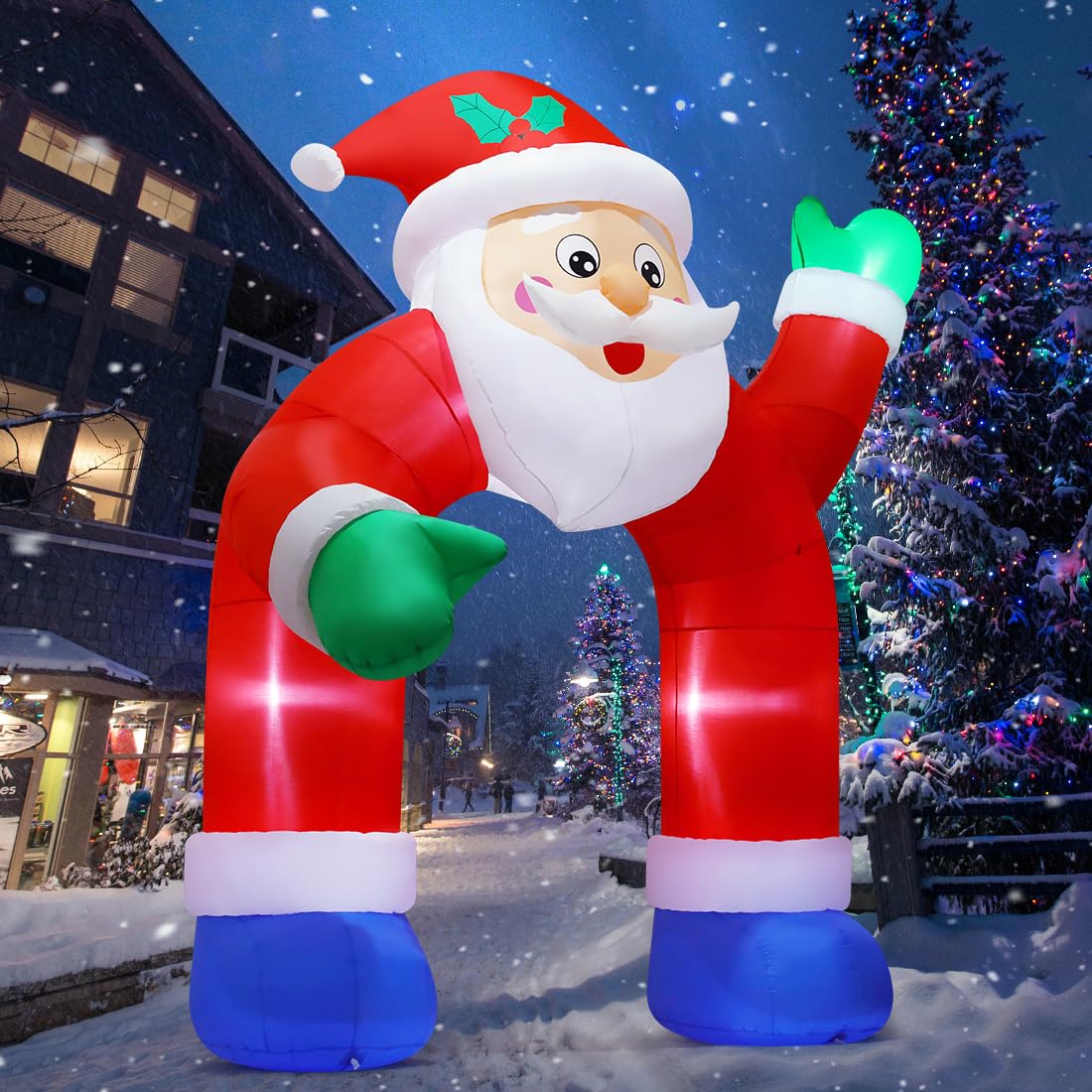 COMIN 11.8 FT Christmas Inflatable Santa Claus Arch with Built-in LED Lights - Outdoor/Indoor Holiday Yard Decoration for Xmas Party, Lawn & Garden Decor | Perfect for Front Yard Displays, Holiday Gatherings & Seasonal Festivities