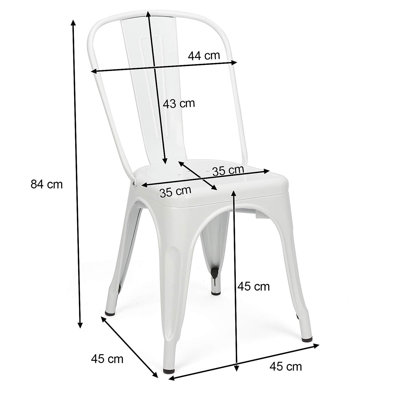 4-Piece White Metal Dining Chairs Set - 18