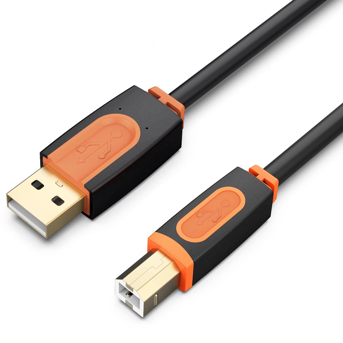 25ft USB 2.0 Printer Cable - Type A Male to Type B Male Scanner Cord for HP, Canon, Epson, Dell, Samsung Printers - High-Speed Data Transfer for Home & Office Printing Needs
